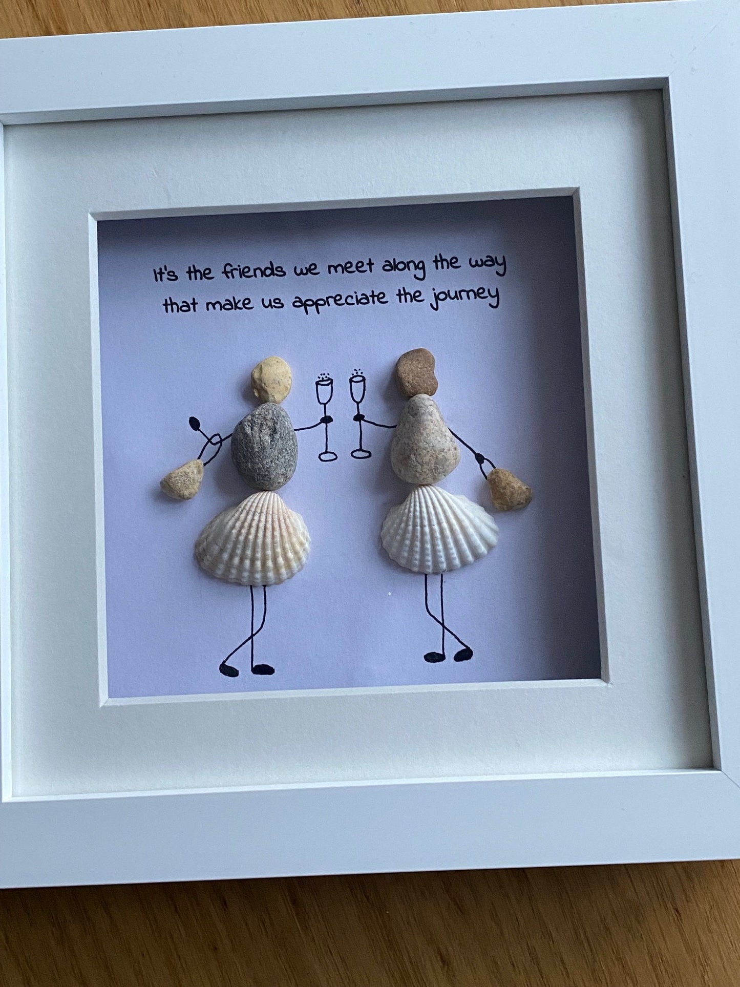 Personalised Friends Pebble Picture, Best Friends and a Glass of Wine, Unique Gift for a Bestie, Birthday Gift for a Friend