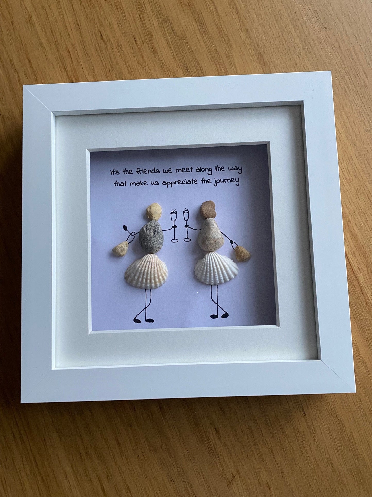Personalised Friends Pebble Picture, Best Friends and a Glass of Wine, Unique Gift for a Bestie, Birthday Gift for a Friend