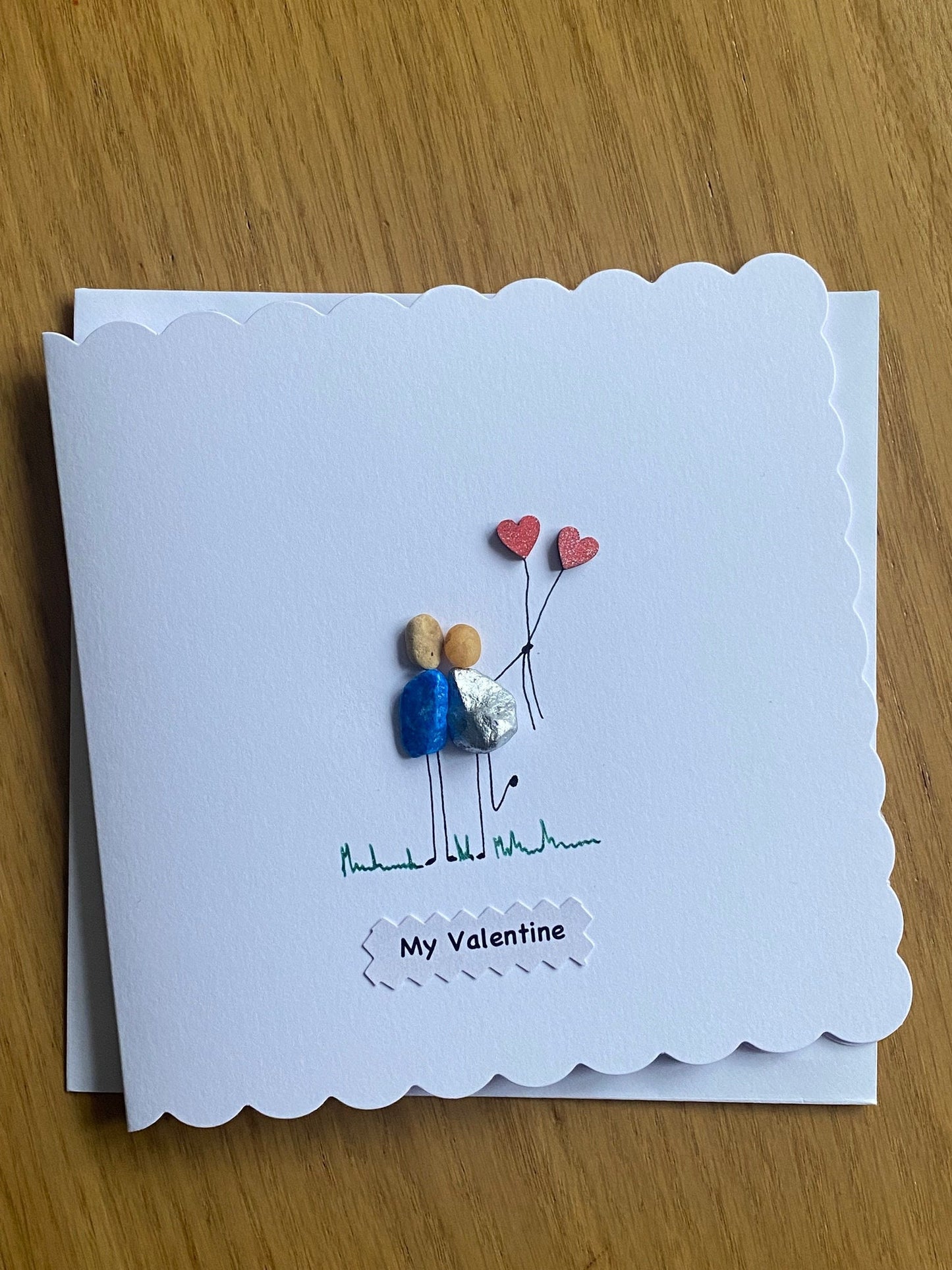 Personalised Valentine's Day Card, Unique Pebble Card, Pebble Card for Her, Pebble Card for Him, Handmade Pebble card for Valentines