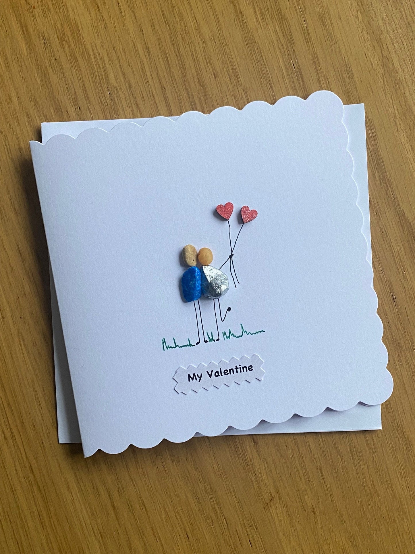 Personalised Valentine's Day Card, Unique Pebble Card, Pebble Card for Her, Pebble Card for Him, Handmade Pebble card for Valentines