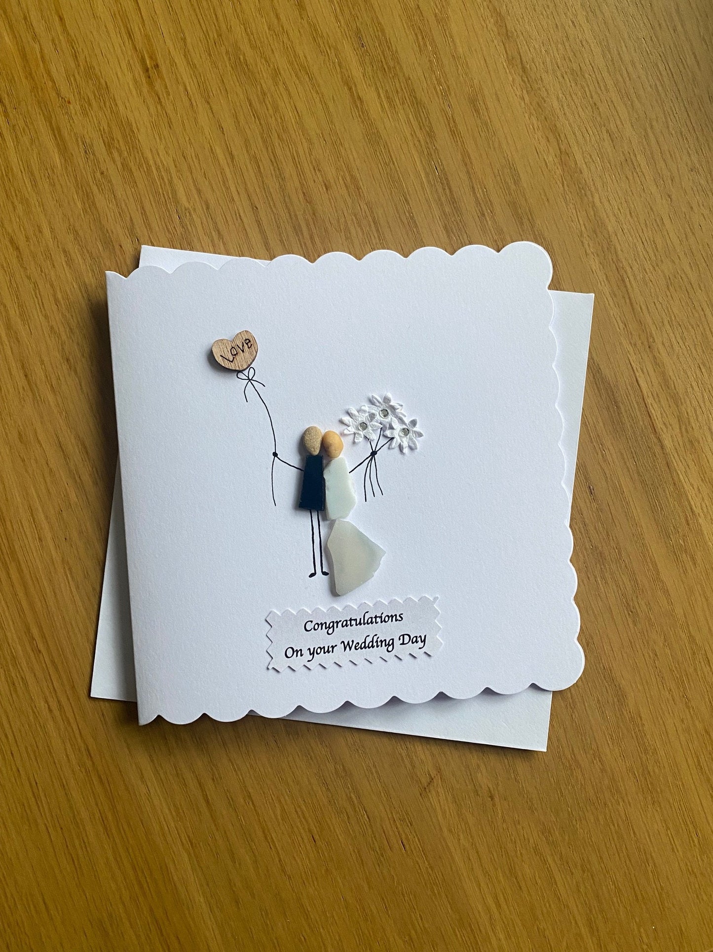 Personalised Wedding Day Pebble Card, Unique Handmade Card for a Wedding, Congratulations on your Wedding Card, Wedding Day Gift