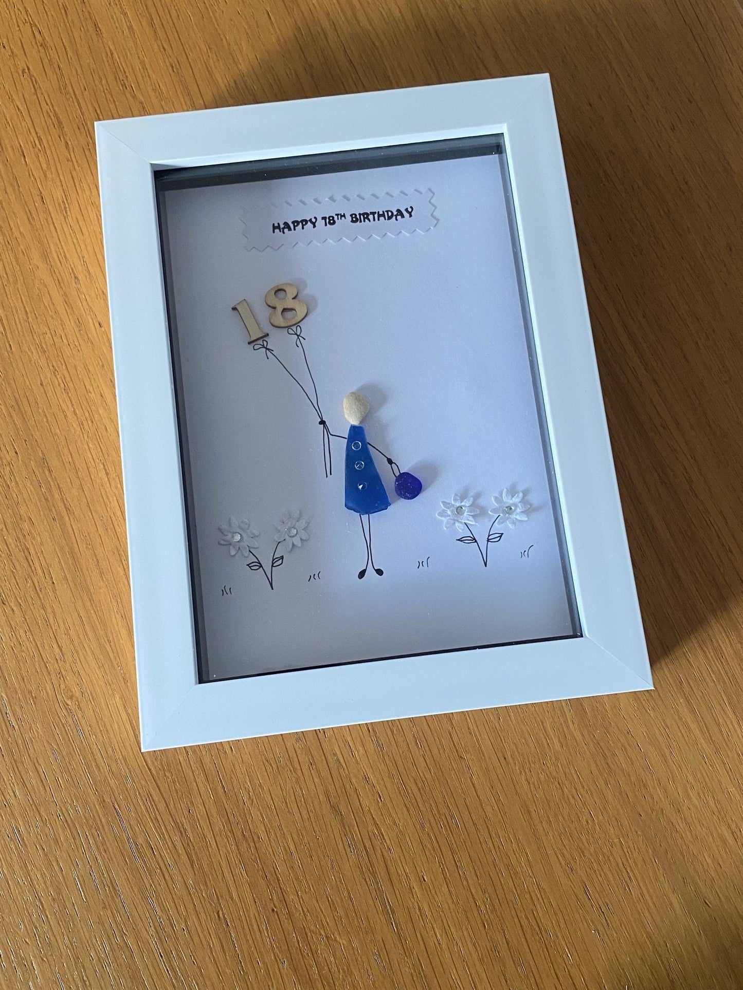 Personalised 18th Birthday Pebble Picture, Unique 18th Birthday Gift, gift for 18 year old, handmade picture for eighteenth birthday
