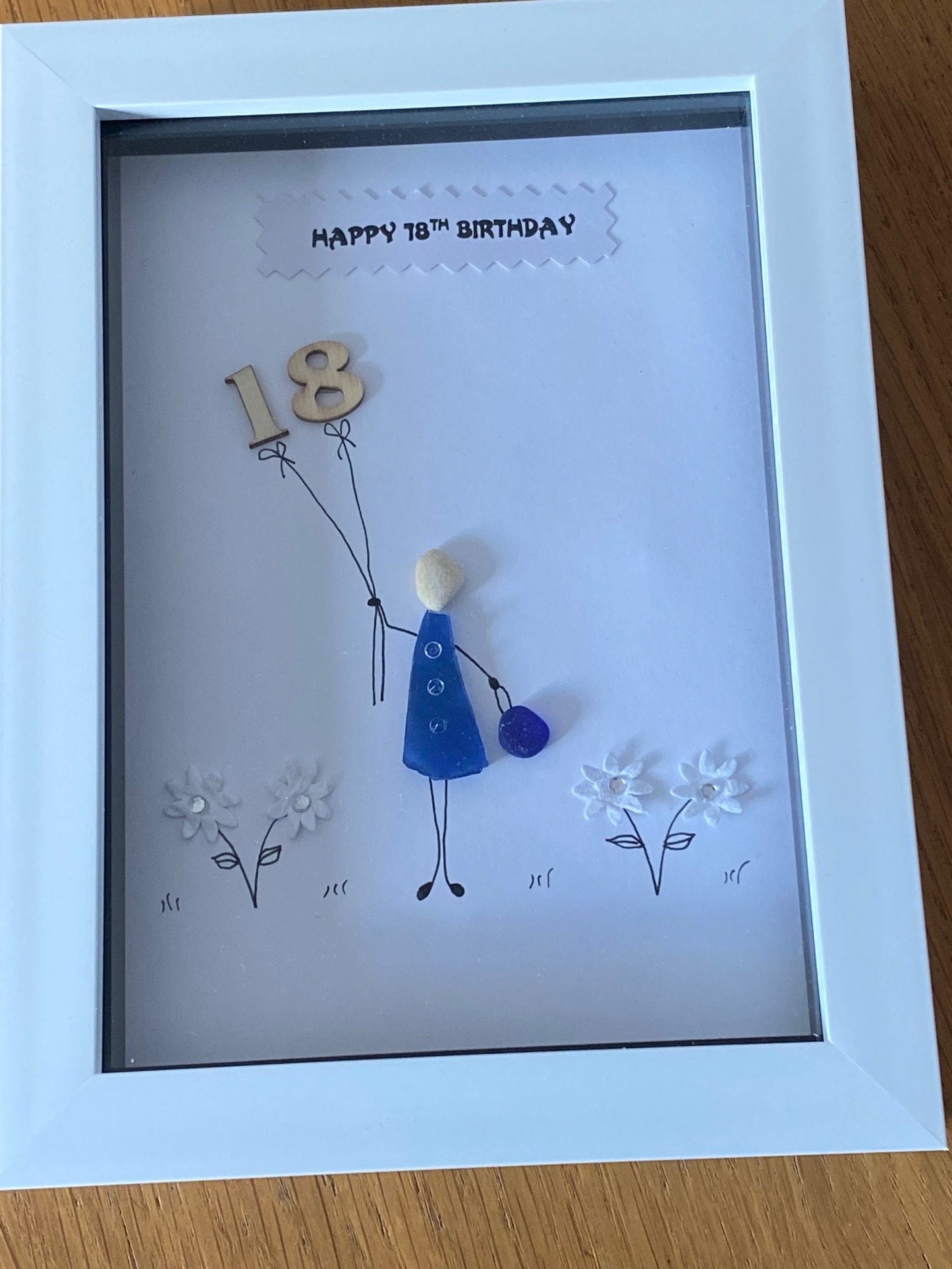 Personalised 18th Birthday Pebble Picture, Unique 18th Birthday Gift, gift for 18 year old, handmade picture for eighteenth birthday