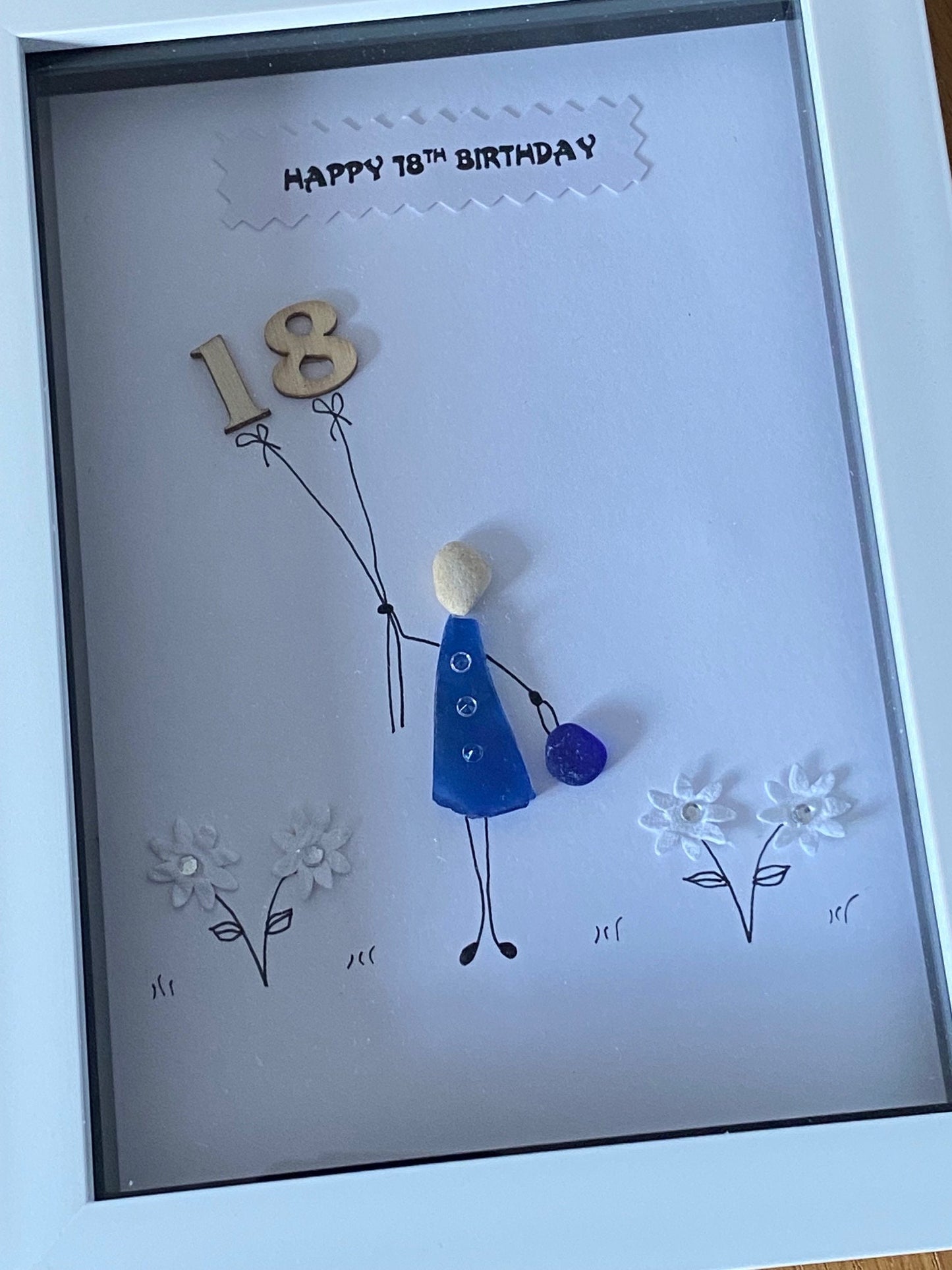 Personalised 18th Birthday Pebble Picture, Unique 18th Birthday Gift, gift for 18 year old, handmade picture for eighteenth birthday
