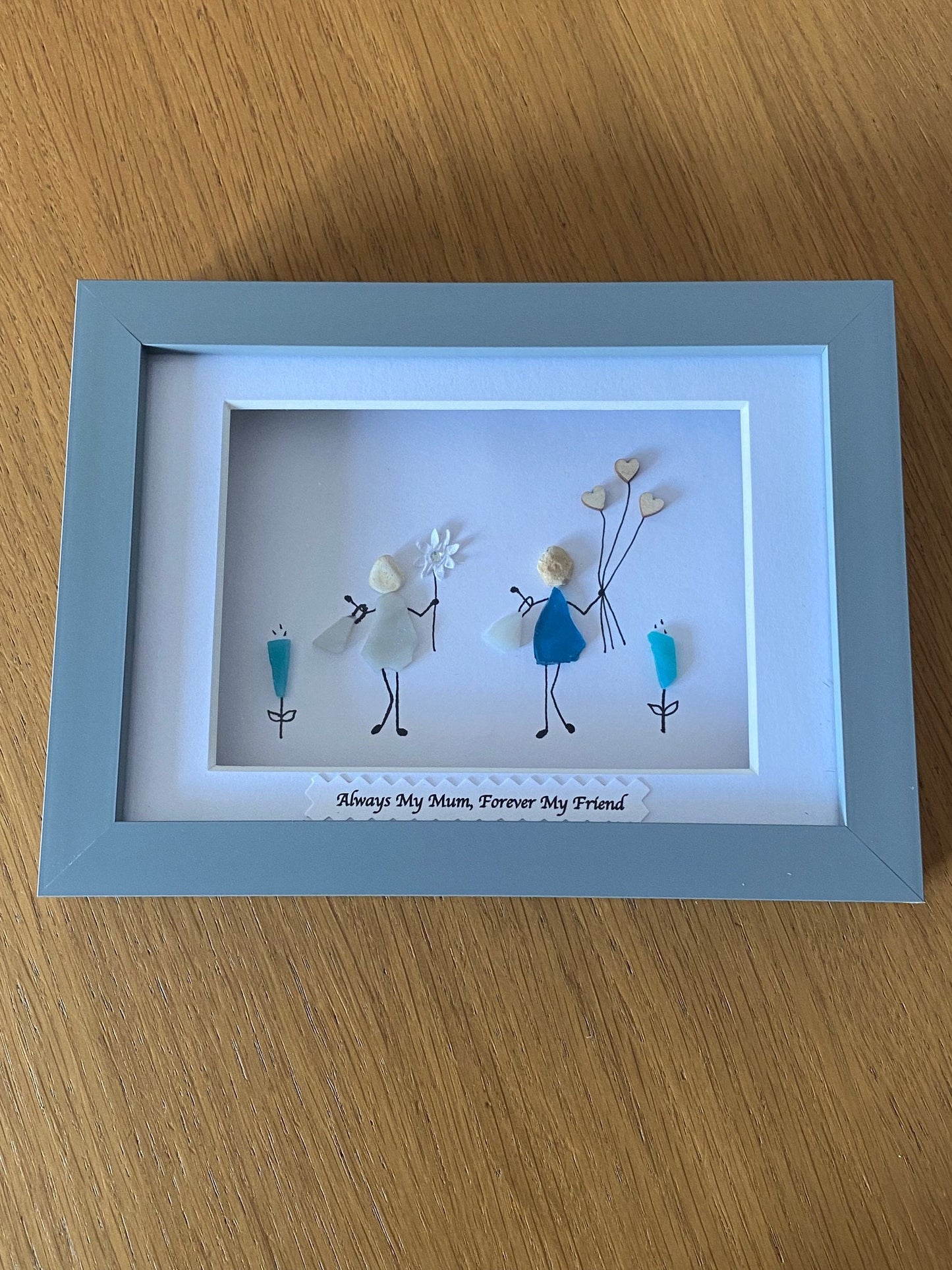 Personalised Mother and Daughter Pebble Picture, Unique Mother's Day Gift, Pebble and Glass Mother's Day Picture, Gift for Mom