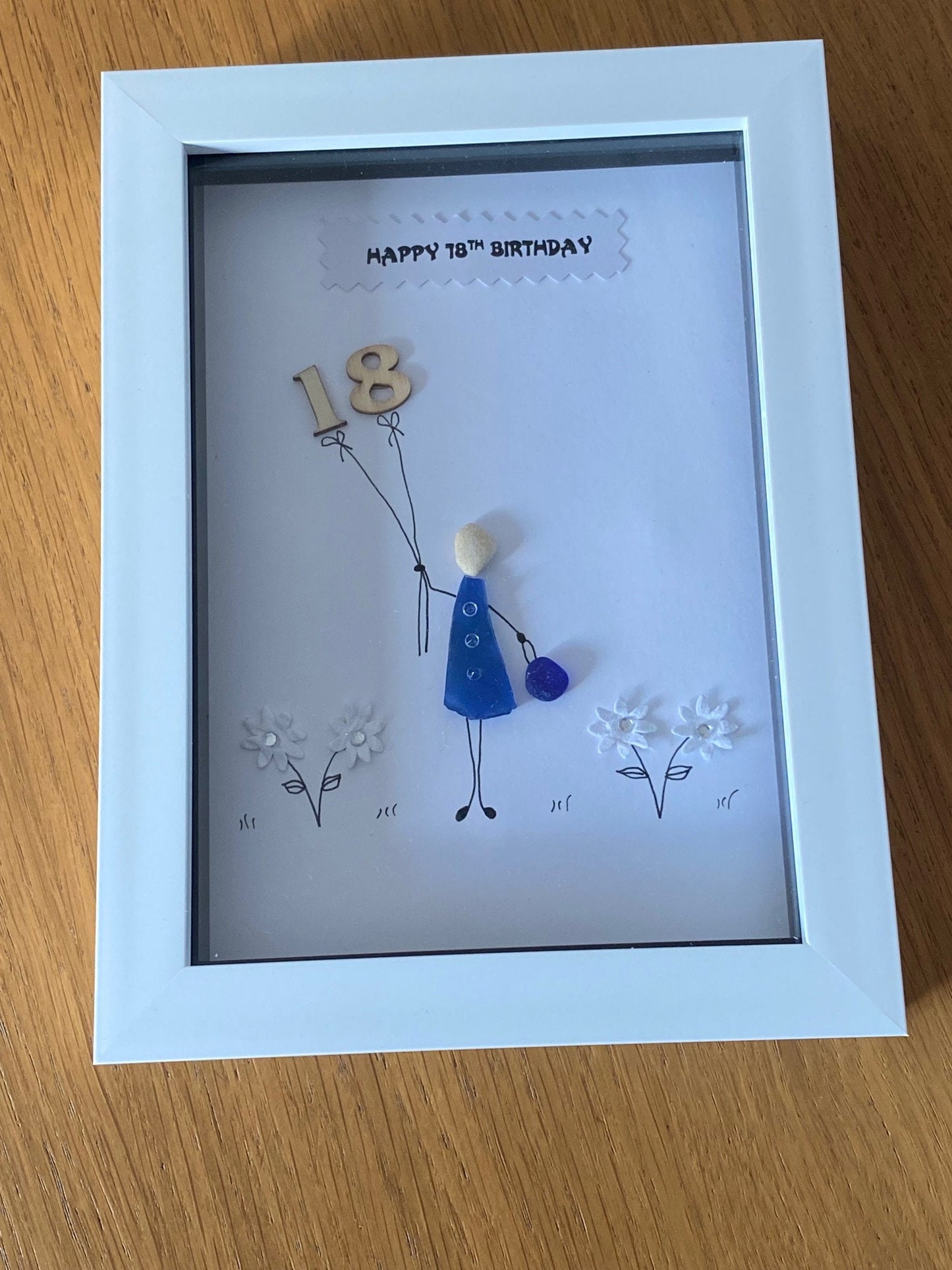 Personalised 18th Birthday Pebble Picture, Unique 18th Birthday Gift, gift for 18 year old, handmade picture for eighteenth birthday