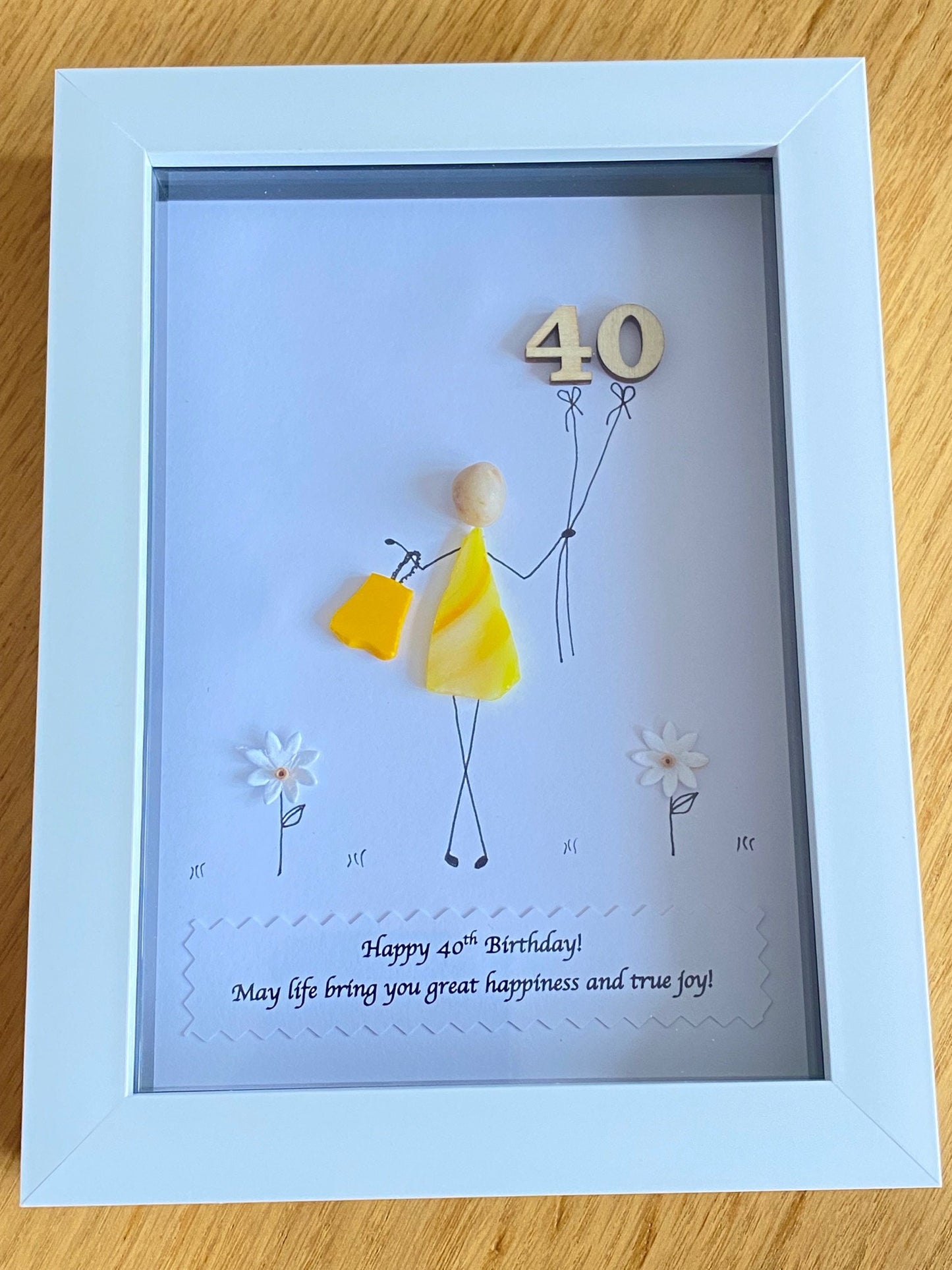 Personalised 40th Birthday Pebble Picture, Happy 40th Birthday Gift, Wife's 40th Birthday Gift, Gift for Sister's 40th Birthday, Unique Gift