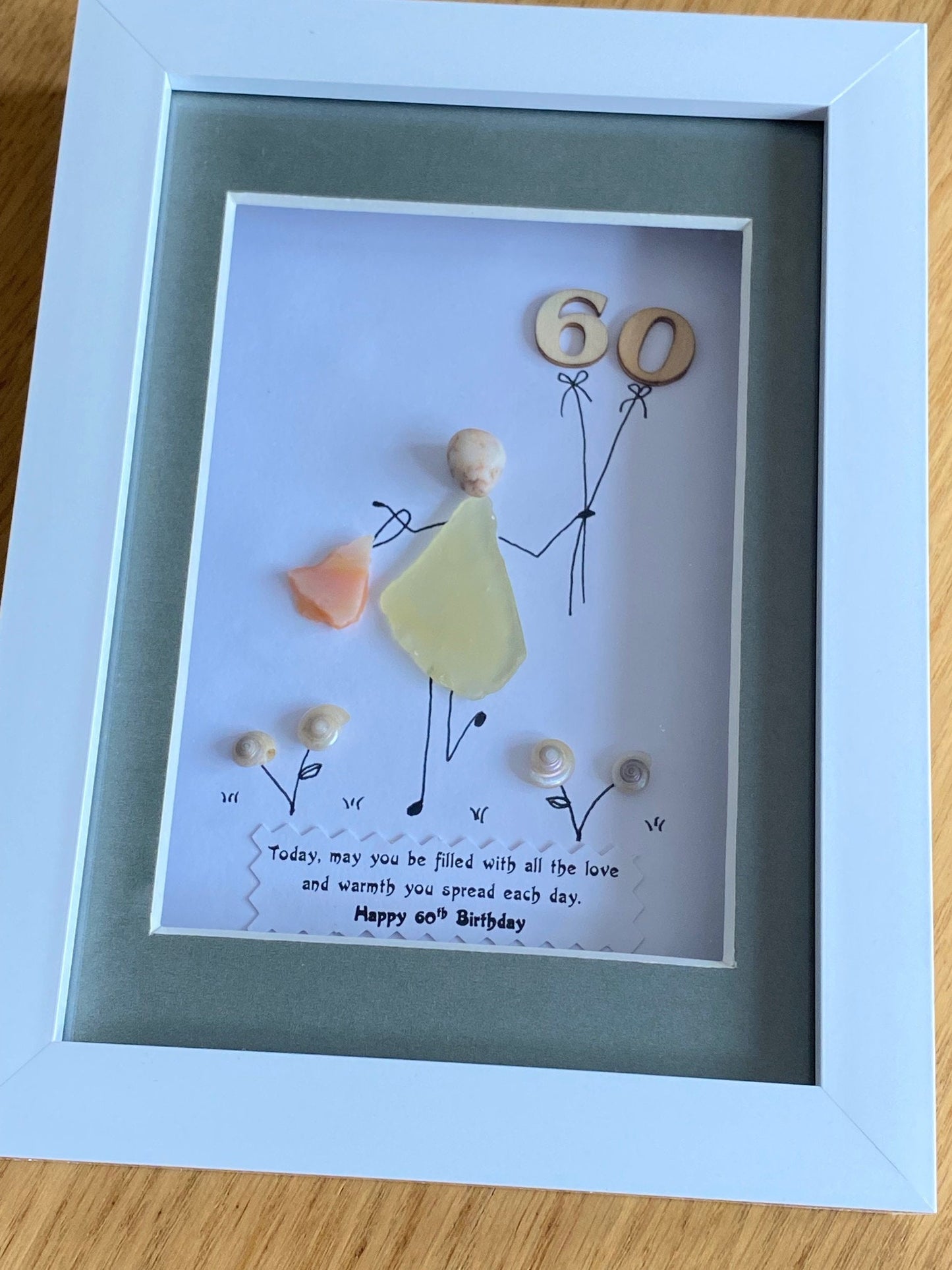 Personalised 60th Birthday Pebble Picture, 60th Birthday Gift, 60th Birthday Gift for Sister, Wife's 60th Birthday Gift, Unique Pebble Gift
