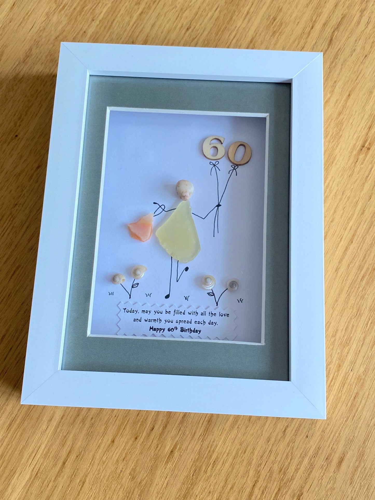 Personalised 60th Birthday Pebble Picture, 60th Birthday Gift, 60th Birthday Gift for Sister, Wife's 60th Birthday Gift, Unique Pebble Gift