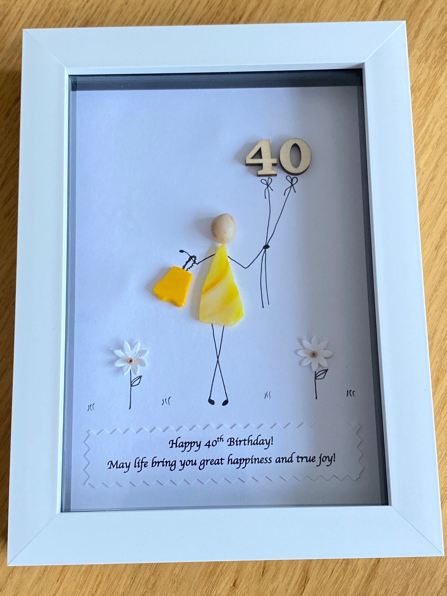 Personalised 40th Birthday Pebble Picture, Happy 40th Birthday Gift, Wife's 40th Birthday Gift, Gift for Sister's 40th Birthday, Unique Gift