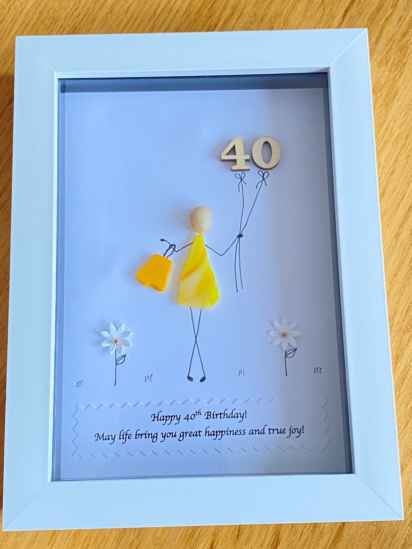 Personalised 40th Birthday Pebble Picture, Happy 40th Birthday Gift, Wife's 40th Birthday Gift, Gift for Sister's 40th Birthday, Unique Gift