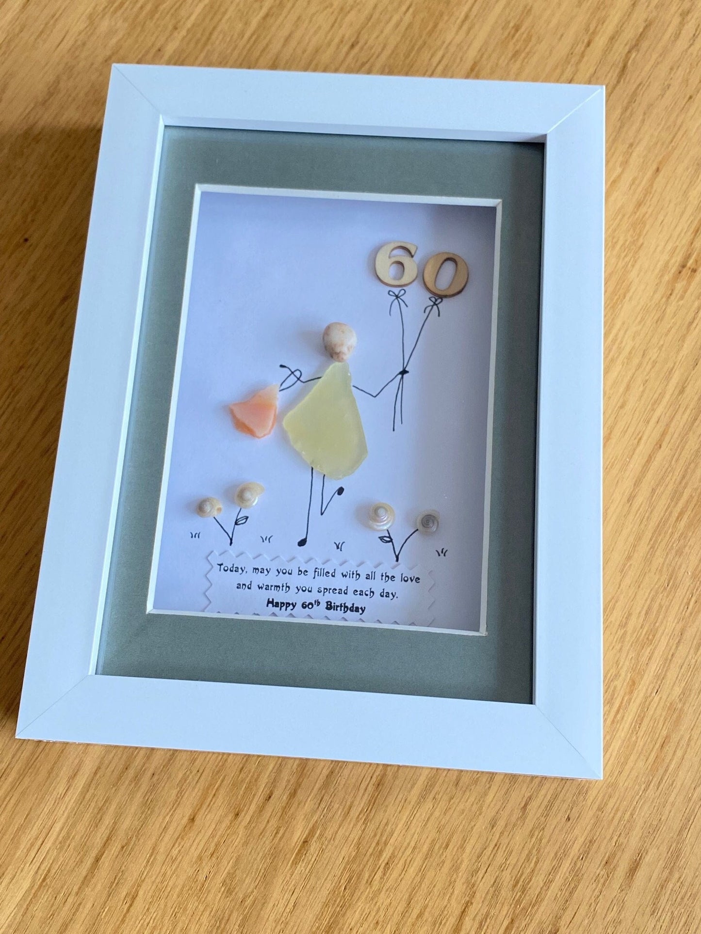 Personalised 60th Birthday Pebble Picture, 60th Birthday Gift, 60th Birthday Gift for Sister, Wife's 60th Birthday Gift, Unique Pebble Gift