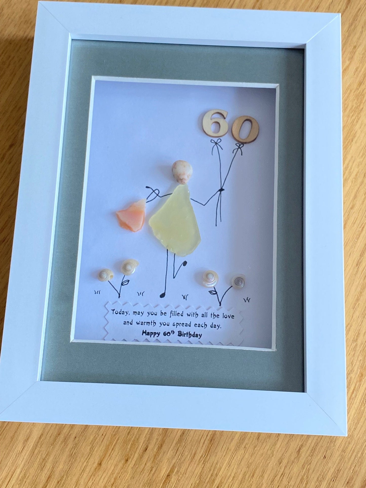 Personalised 60th Birthday Pebble Picture, 60th Birthday Gift, 60th Birthday Gift for Sister, Wife's 60th Birthday Gift, Unique Pebble Gift