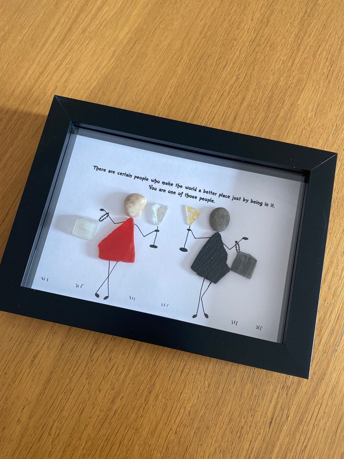 Personalised Friends Pebble and Glass Picture, Unique Gift for a Best Friend, Bestie Personalised Gift, Friendship Gift