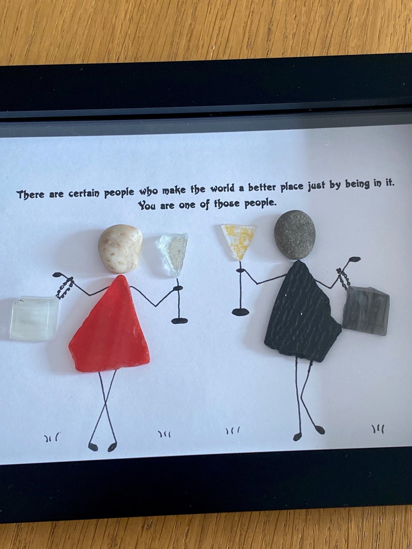 Personalised Friends Pebble and Glass Picture, Unique Gift for a Best Friend, Bestie Personalised Gift, Friendship Gift