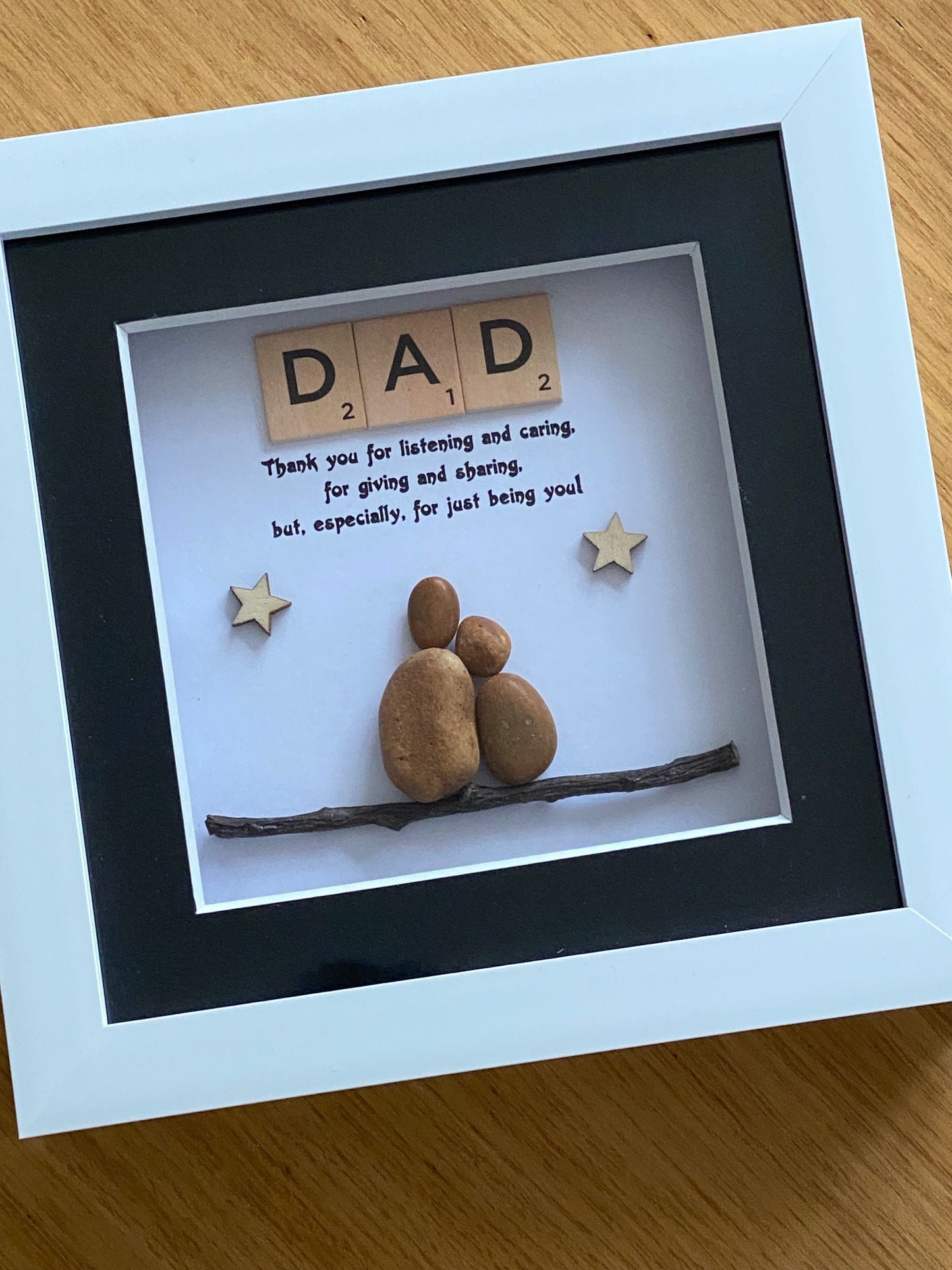 Father's Day Scrabble Picture/Personalised Pebble Artwork for Dad/Unique Gift for Daddy/ Gift For Him, Pebble Art Gift for Father's Day