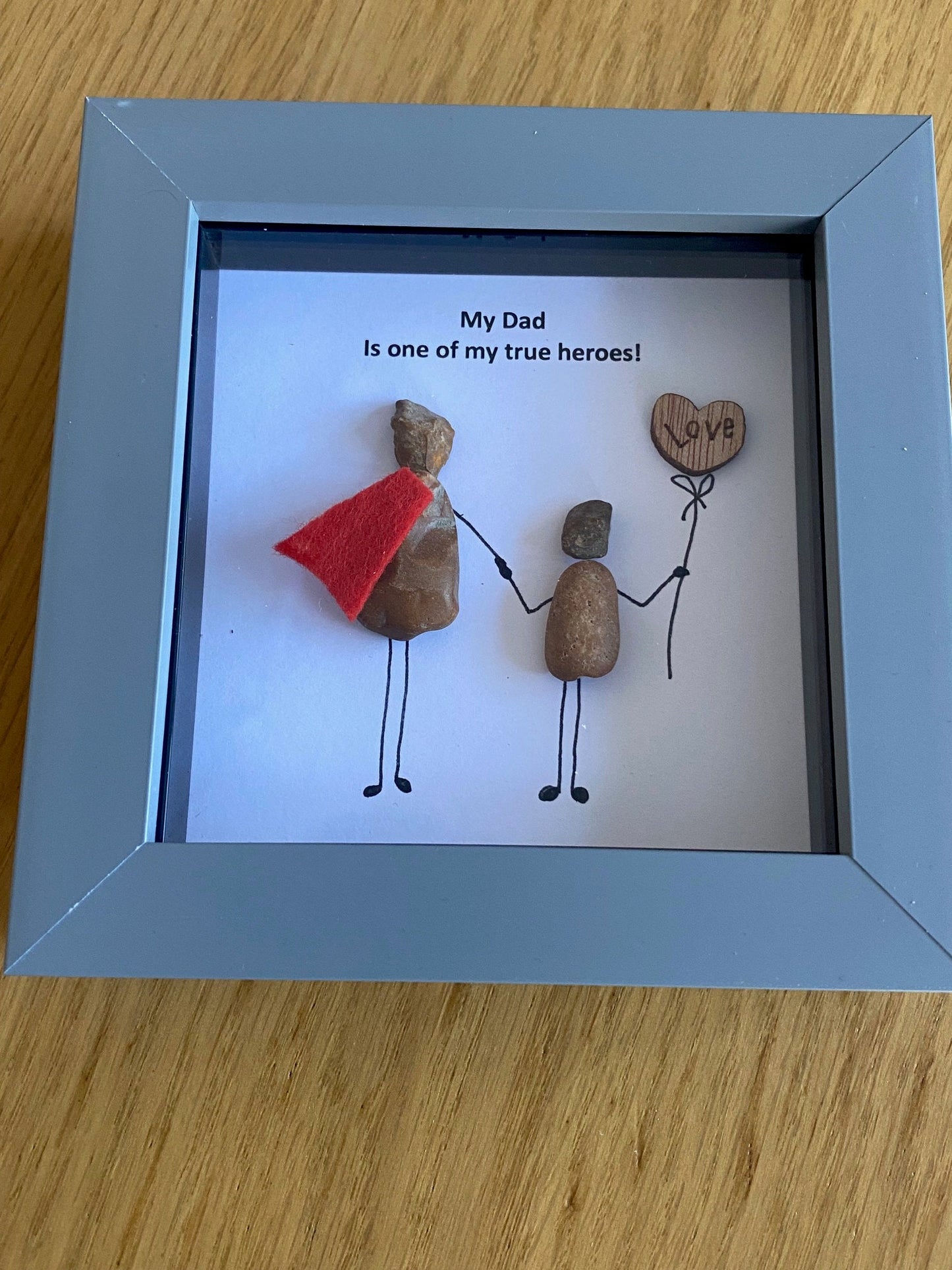 Father's Day Pebble Picture, Unique Gift for Dad, Birthday Gift for Daddy, Personalised Pebble Artwork for Dad