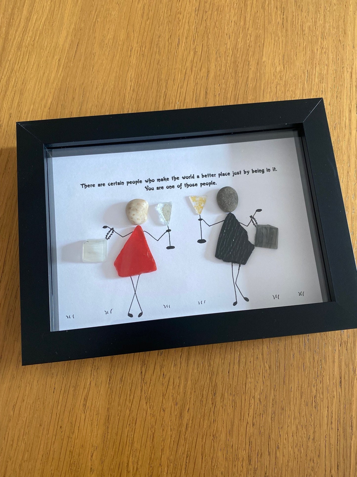 Personalised Friends Pebble and Glass Picture, Unique Gift for a Best Friend, Bestie Personalised Gift, Friendship Gift