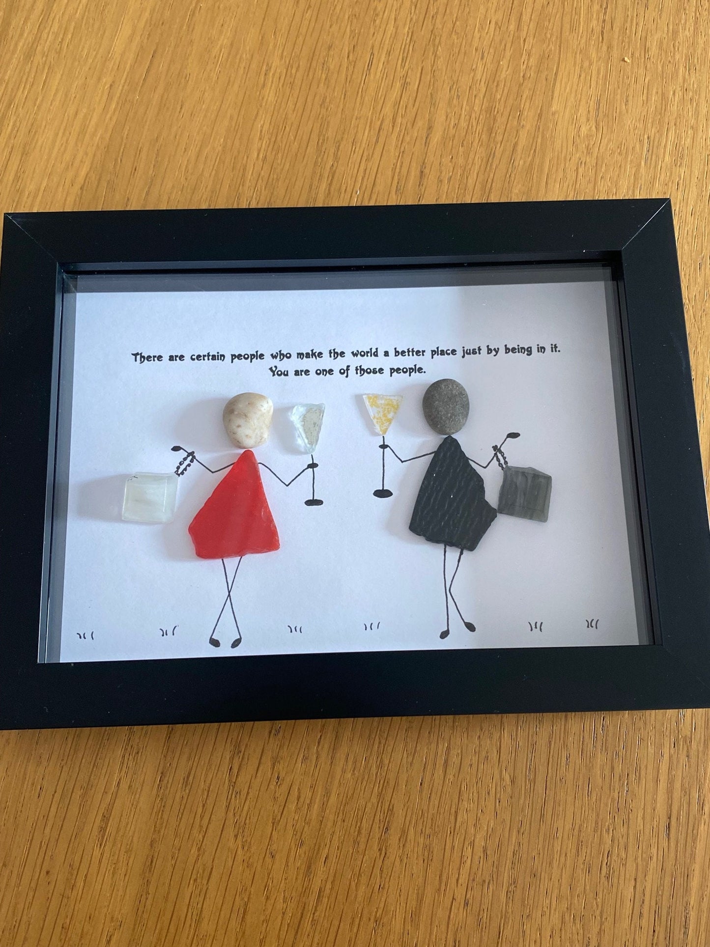 Personalised Friends Pebble and Glass Picture, Unique Gift for a Best Friend, Bestie Personalised Gift, Friendship Gift