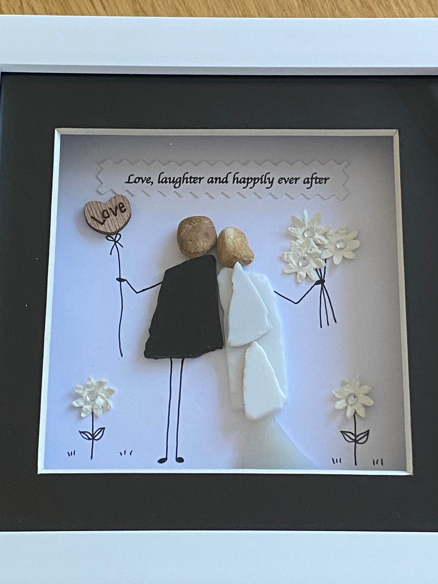 Wedding Gift / Wedding Pebble Art / Personalised Wedding Gift / Couple Wedding Gift / Unique Gift for Marrying Couple / Pebble Artwork