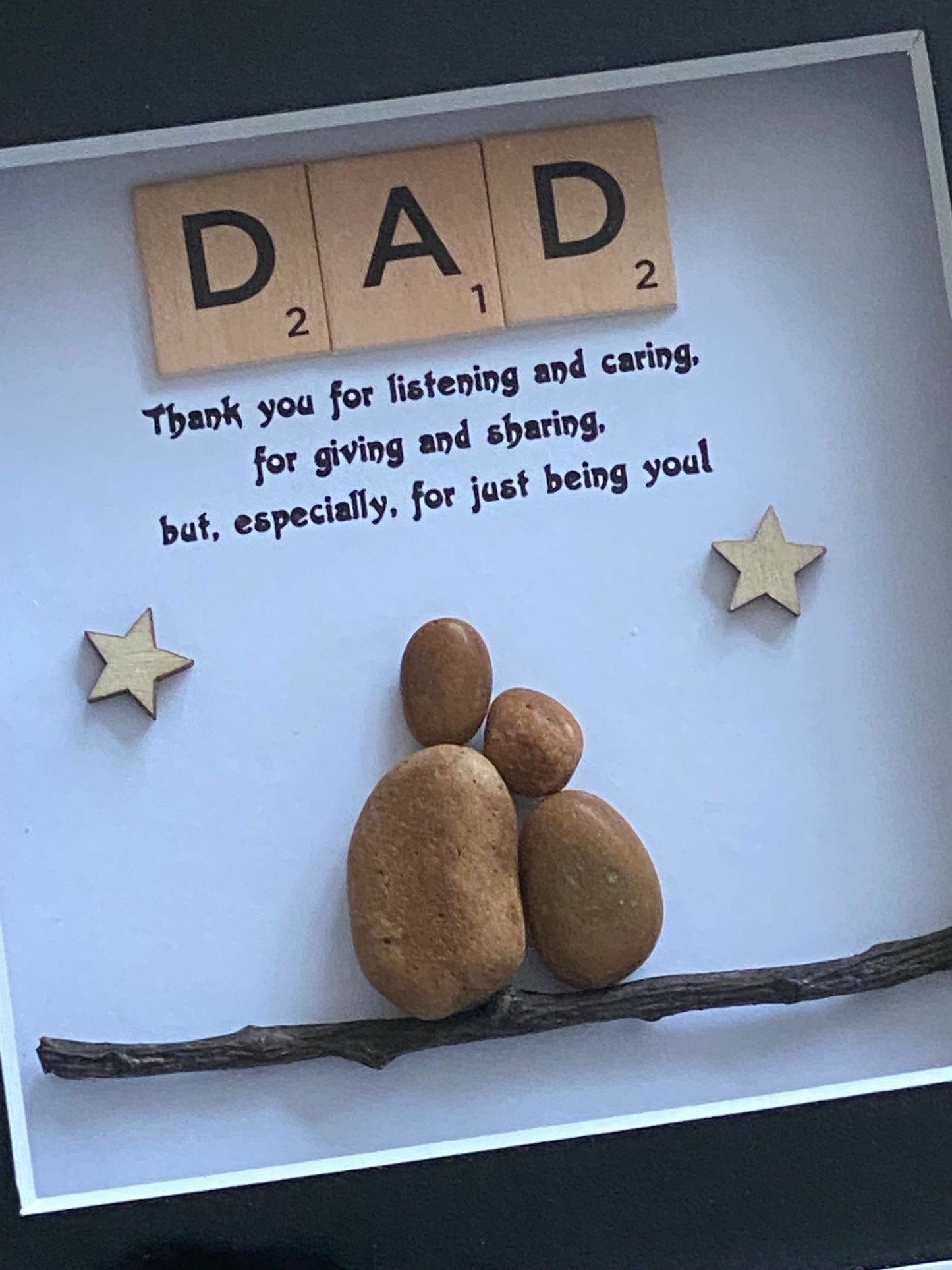 Father's Day Scrabble Picture/Personalised Pebble Artwork for Dad/Unique Gift for Daddy/ Gift For Him, Pebble Art Gift for Father's Day