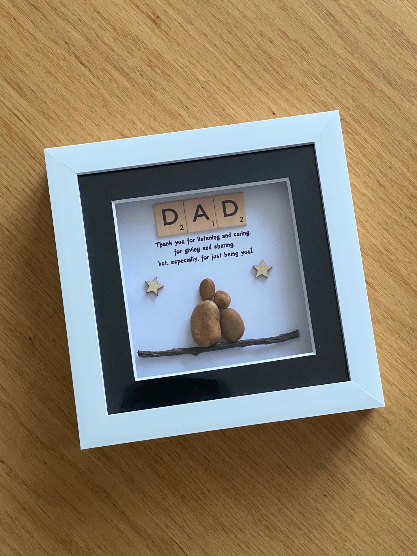 Father's Day Scrabble Picture/Personalised Pebble Artwork for Dad/Unique Gift for Daddy/ Gift For Him, Pebble Art Gift for Father's Day