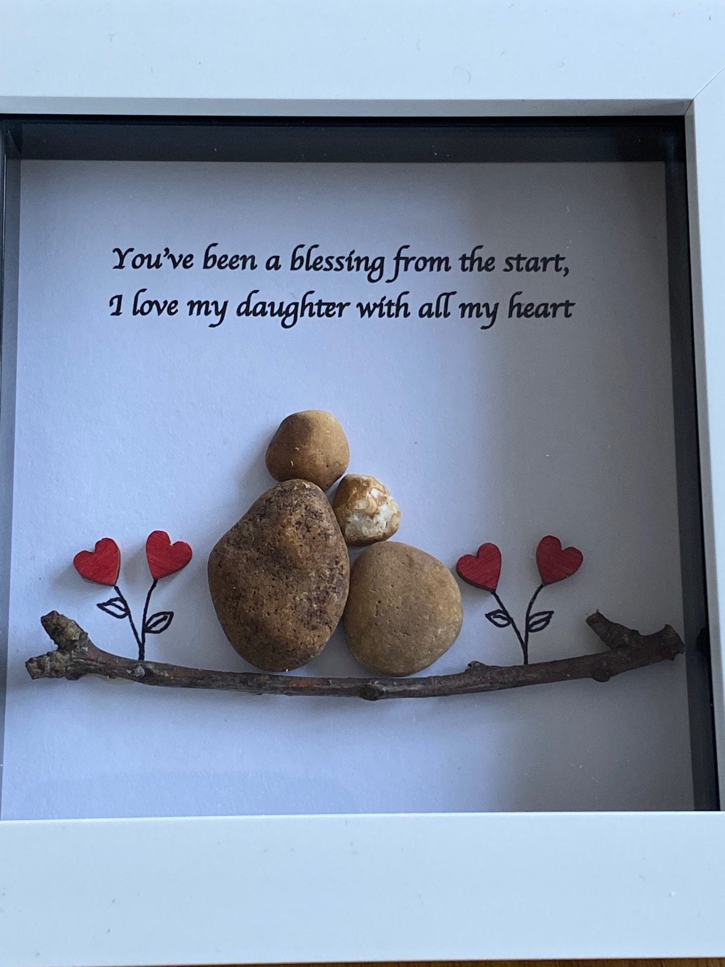 Daughter Pebble Picture/Personalised gift for daughter/Pebble artwork for daughter/Daughter birthday gift/Gifts for her/Family pebble art