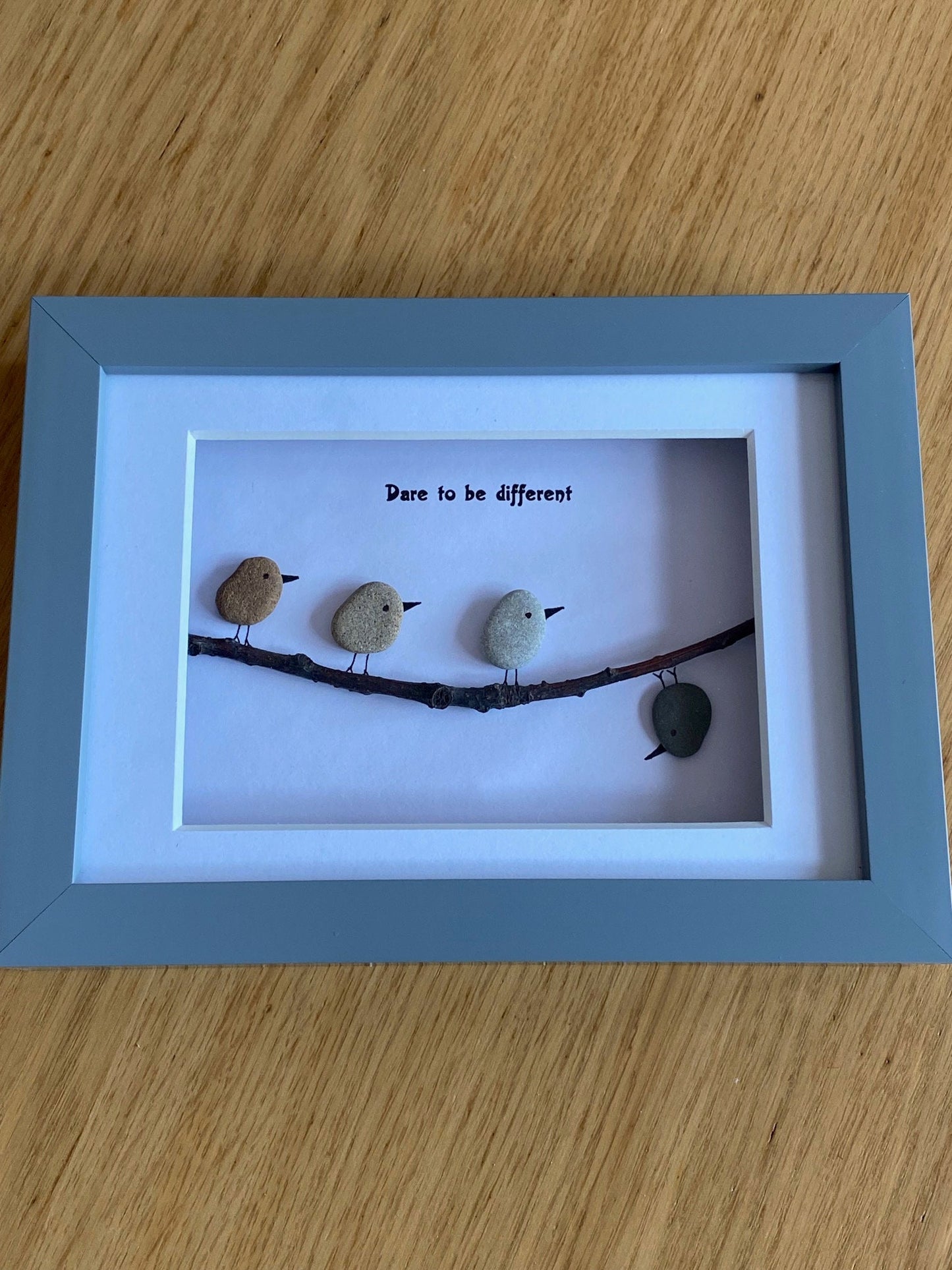 Dare to be Different Pebble Picture, Personalised Friends Gift, Unique Pebble Picture for Him, Gift for Her, Birthday Gift for Husband