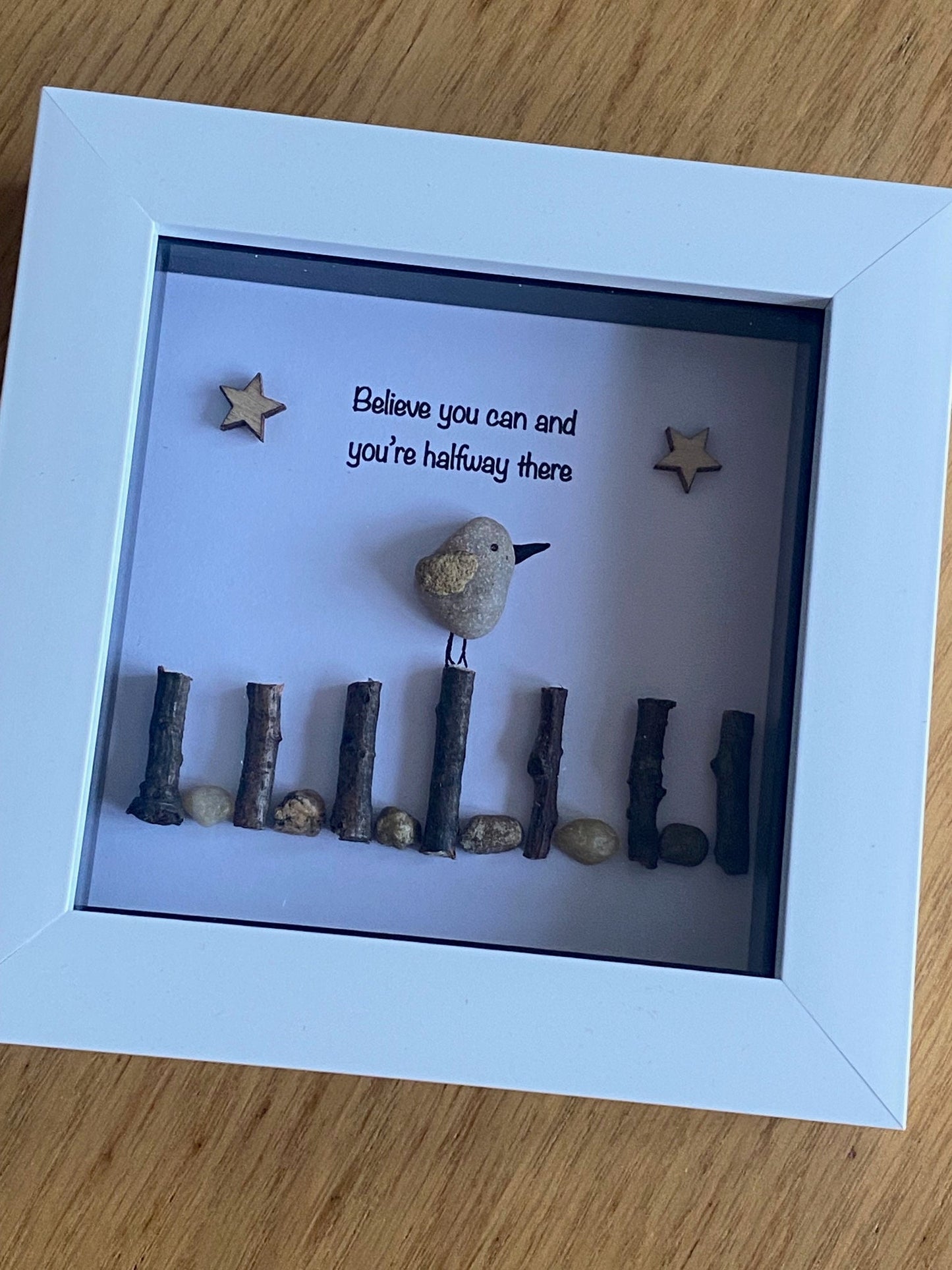 Inspirational Pebble Picture, Personalised Gift for a friend, Personalised pebble picture for son, unique gift for daughter, xmas gift