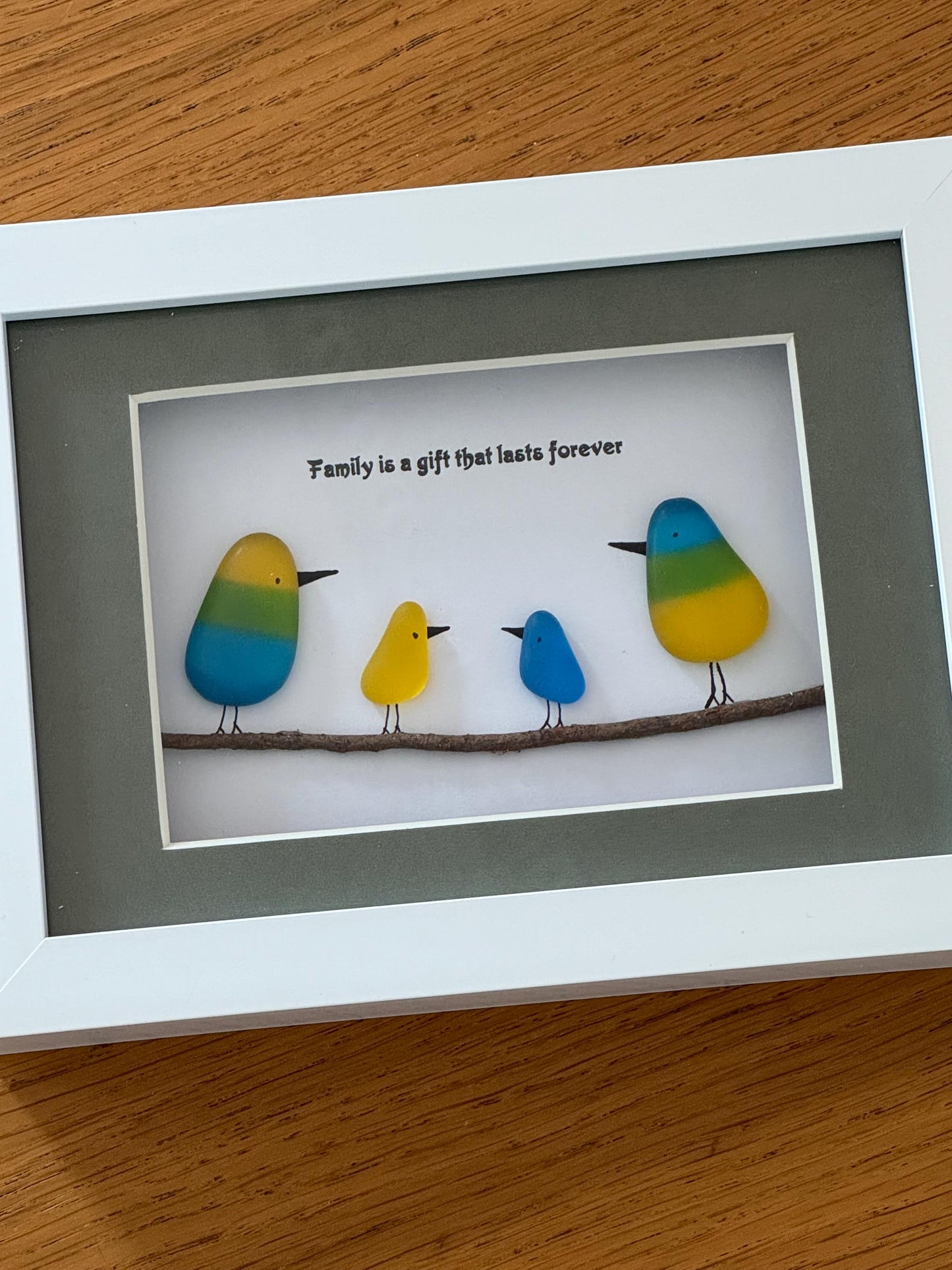 Fused Glass Family Picture, Personalised Rainbow Birds Picture, Unique Gift for Mum, Original Family Gifts, Gifts for Her, Gifts for Him