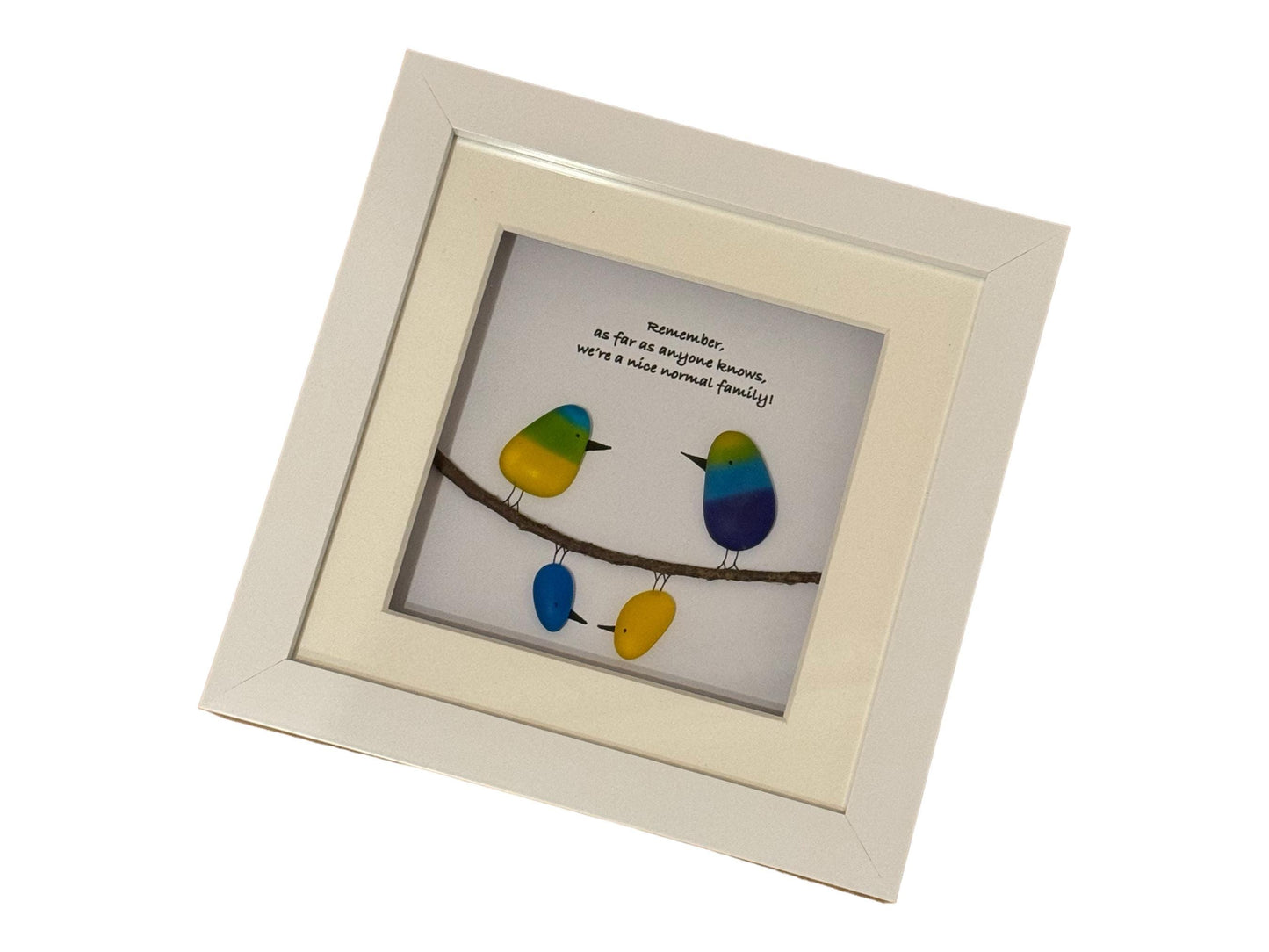 Personalised Family Picture, Fused Glass Family Gift, Unique Gift for a Family of Four, Rainbow Birds Fused Glass Picture, Handmade Gifts