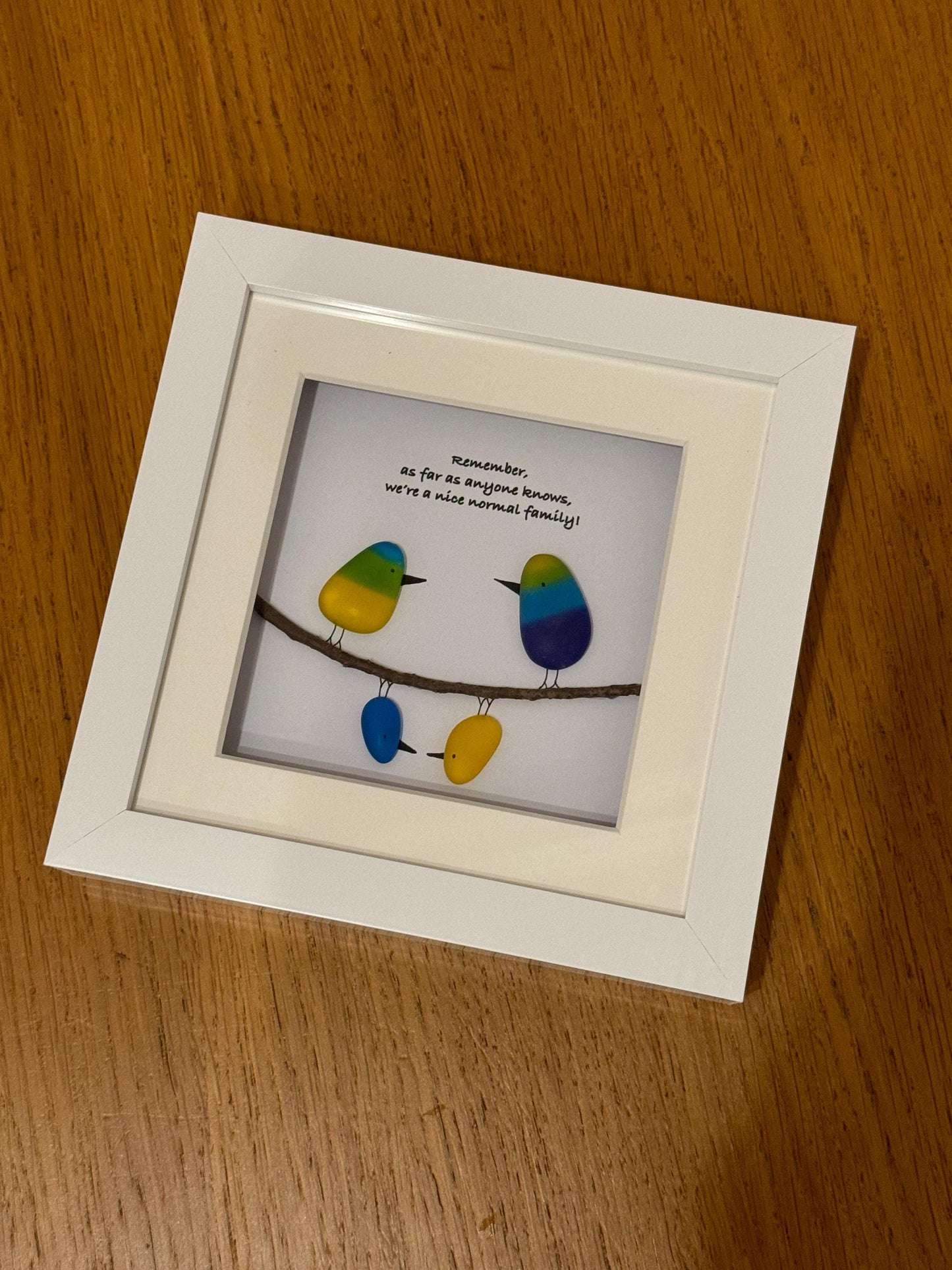 Personalised Family Picture, Fused Glass Family Gift, Unique Gift for a Family of Four, Rainbow Birds Fused Glass Picture, Handmade Gifts
