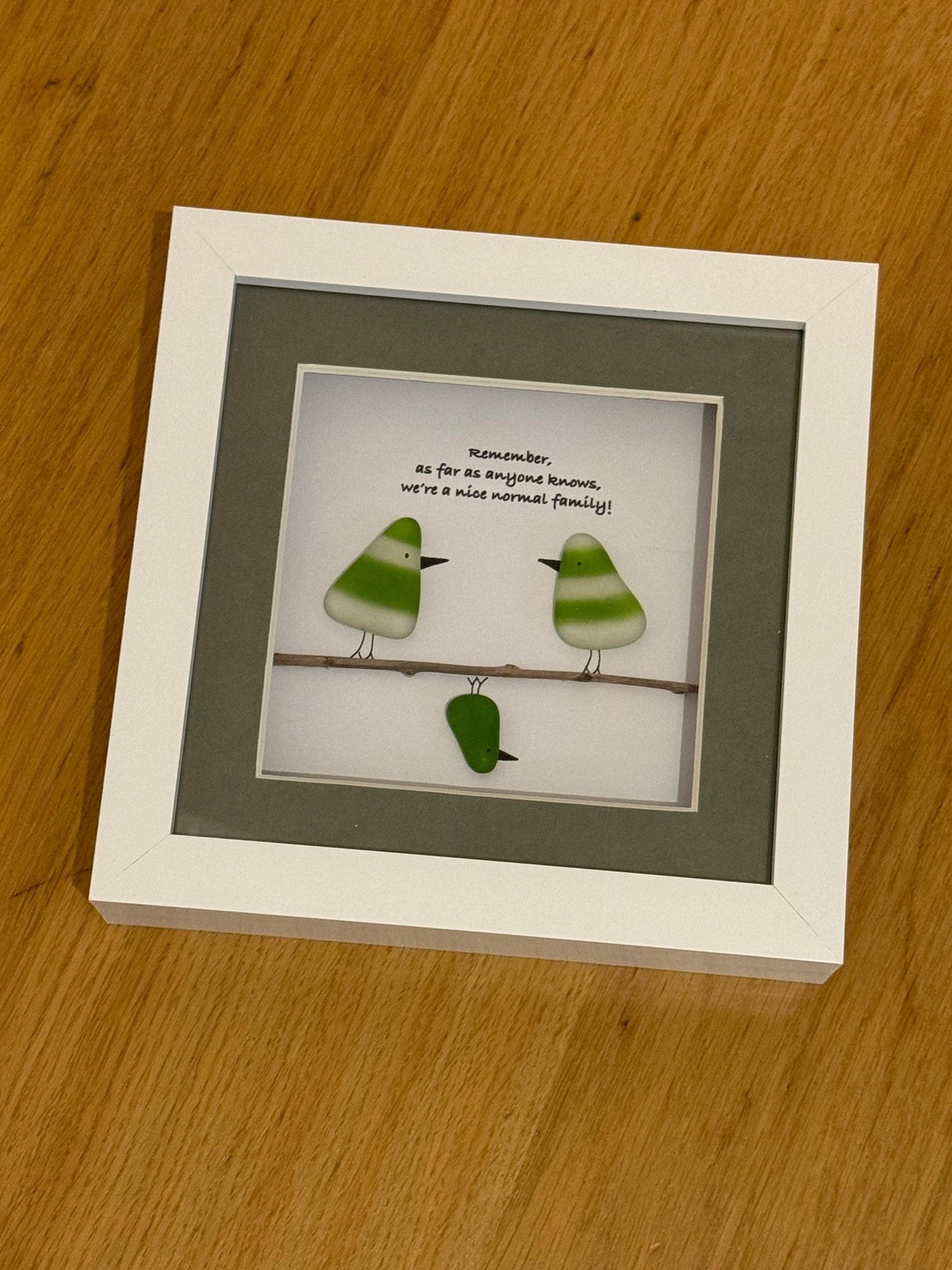 Personalised Family Fused Glass Picture, Unique Family of Three Gift, Handmade Gift for a Family, Fused Glass Rainbow Birds Picture