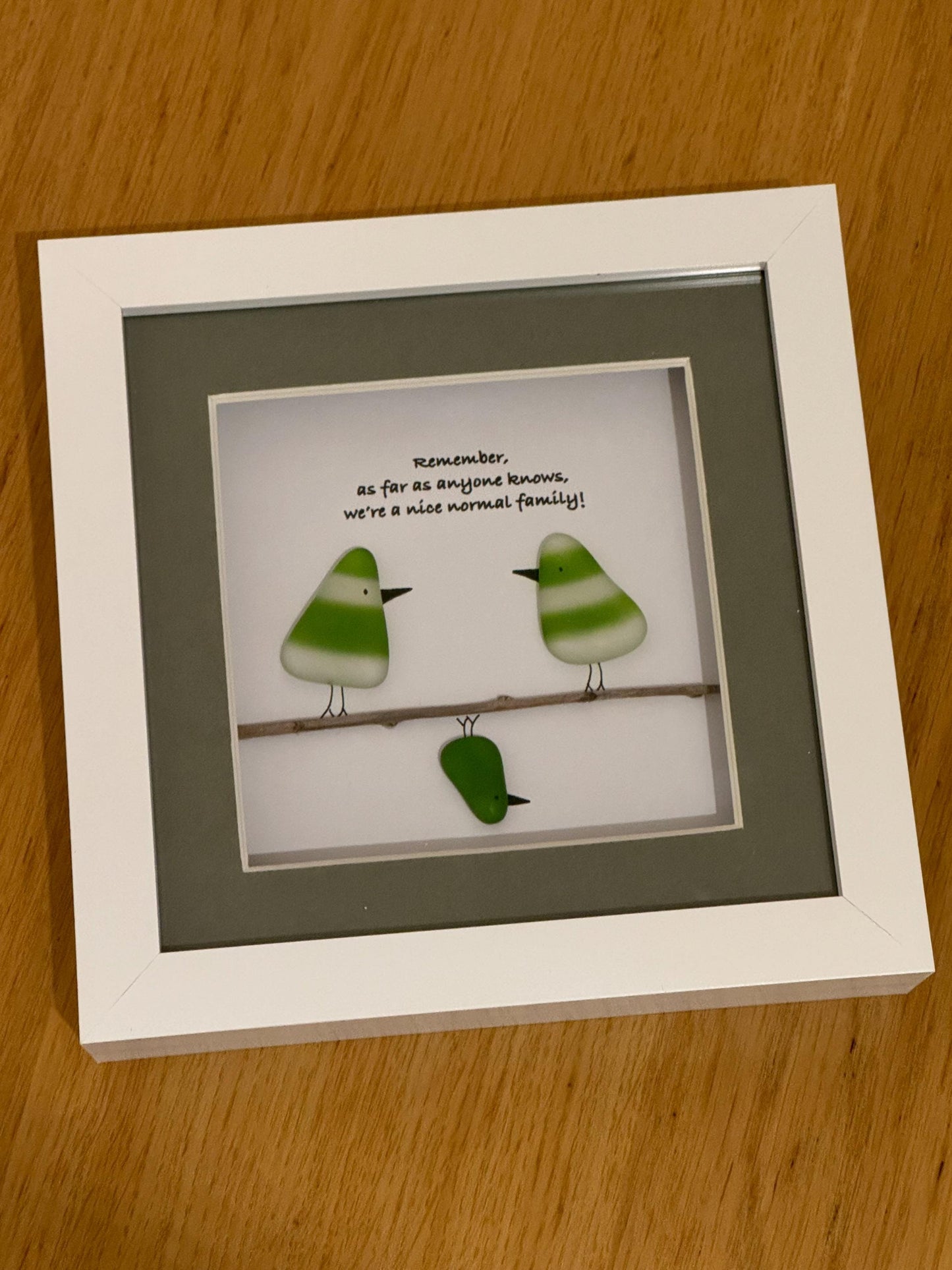 Personalised Family Fused Glass Picture, Unique Family of Three Gift, Handmade Gift for a Family, Fused Glass Rainbow Birds Picture