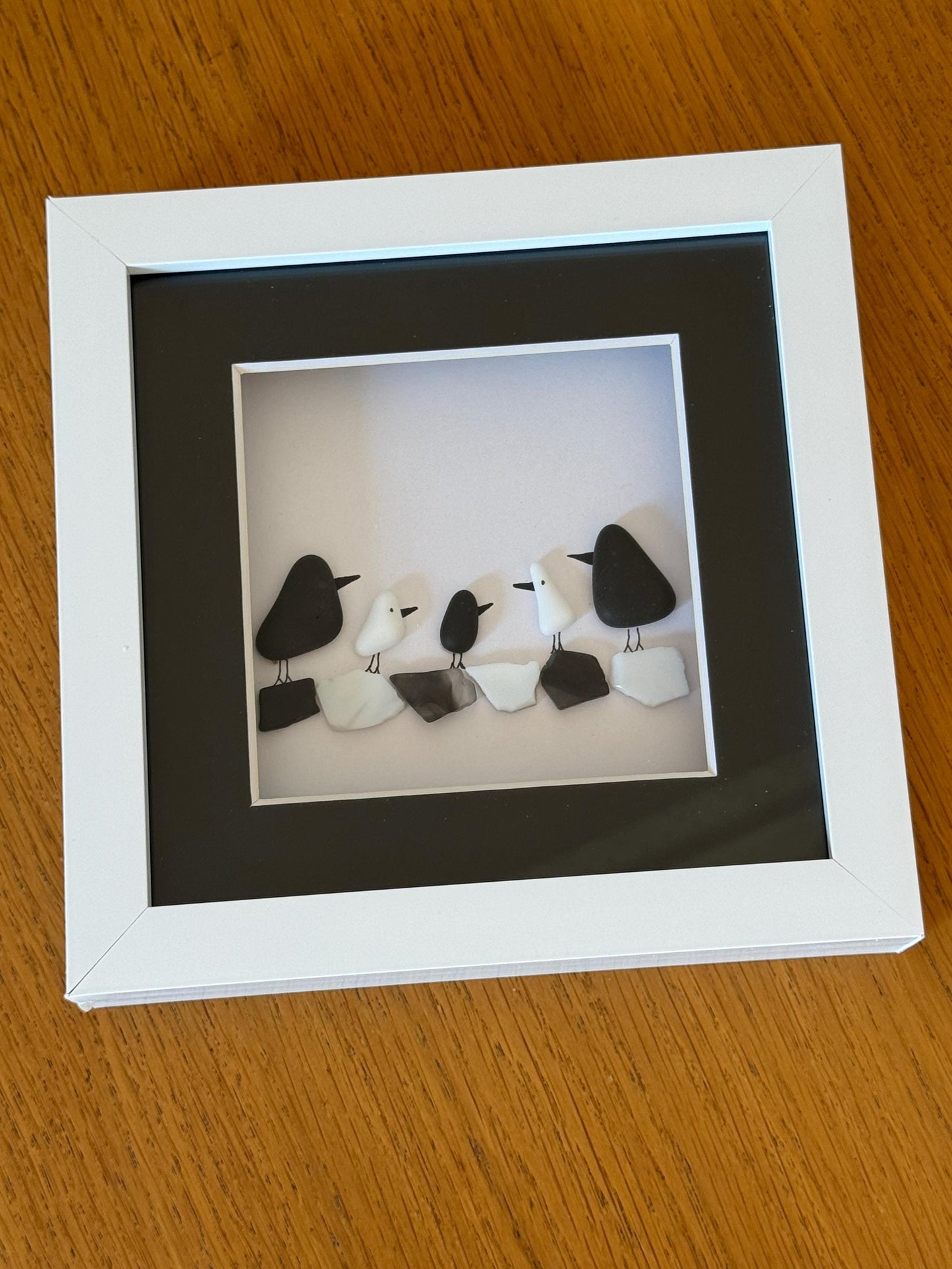 Personalised Family Fused Glass Picture, Unique Family of Five Gift, Gift for Mum, Gift for Dad, Gift for Her, Gift for Him, Family of Birds