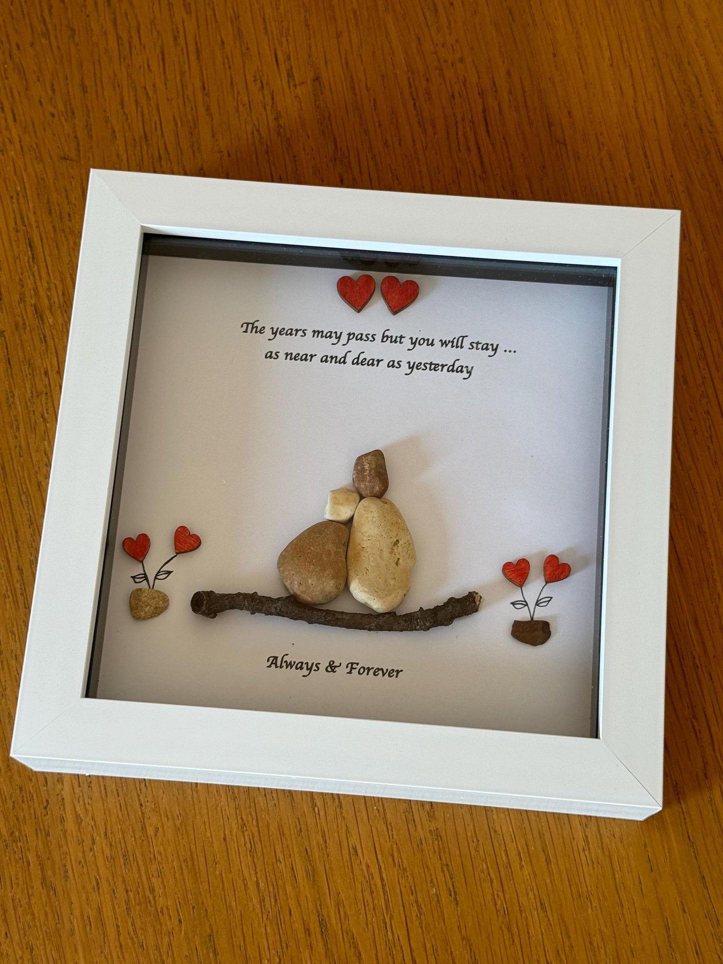 Memorial Keepsake Pebble Frame, Bereavement Pebble Picture, Lost Husband or Wife Anniversary Picture, Anniversary Gift,