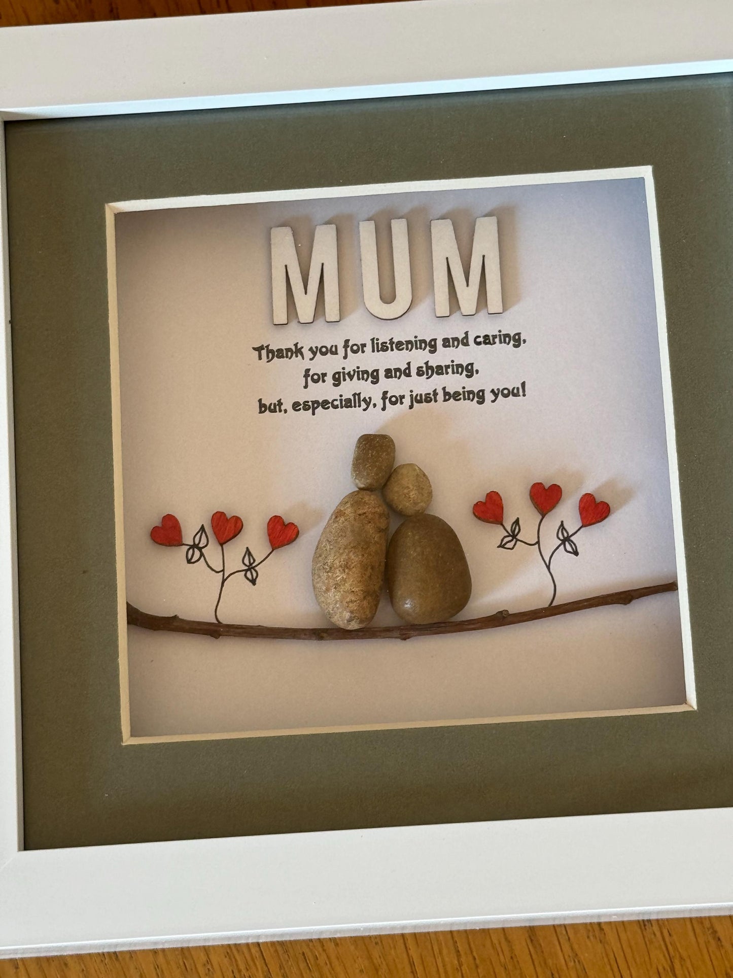 Mother's Day gift/Mum Pebble art/Personalised Mom gift/Gifts for Mum/Gifts for her/Pebble Frame gift
