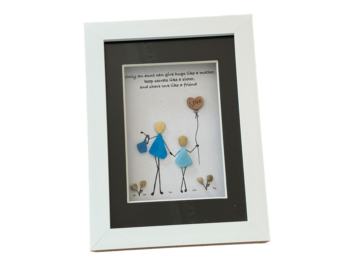 Personalised Fused Glass Auntie Picture, Unique Gift for Aunt and Niece, Handmade Gift for Aunt, Pebble and Fused Glass Picture for Aunt