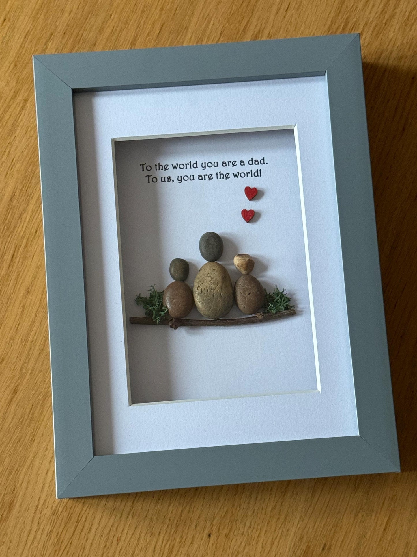 Personalised Dad Pebble Picture, Unique Gift for Father's Day, Pebble Artwork Gift for Daddy, Gift for Him, Gift for best dad,