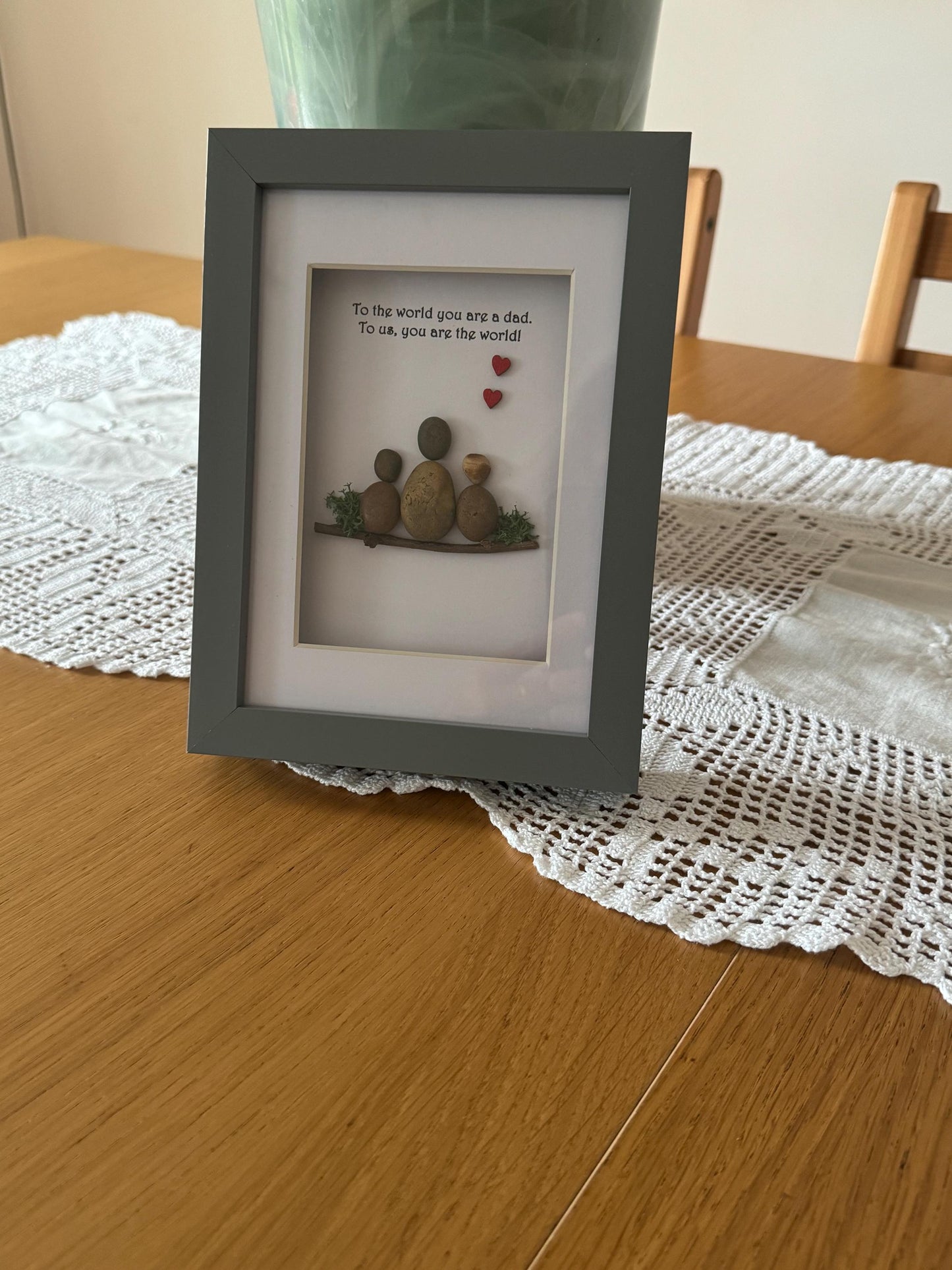 Personalised Dad Pebble Picture, Unique Gift for Father's Day, Pebble Artwork Gift for Daddy, Gift for Him, Gift for best dad,