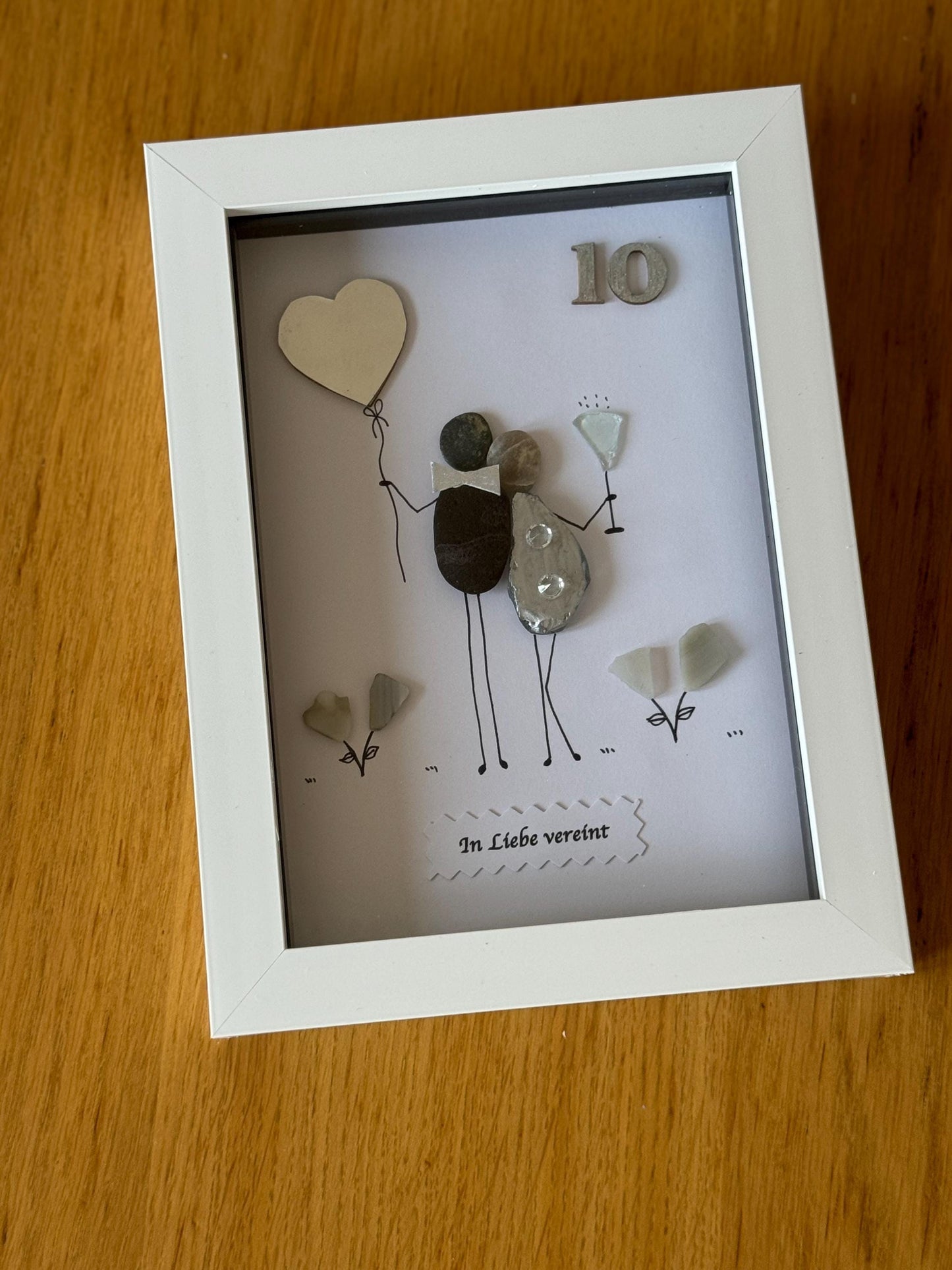 Personalised 10th Wedding Anniversary Pebble Picture, Unique anniversary gift, Tin wedding anniversary gift, Gift for couple,