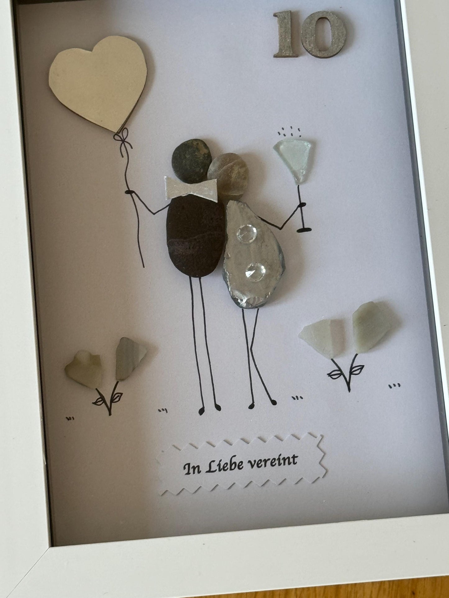 Personalised 10th Wedding Anniversary Pebble Picture, Unique anniversary gift, Tin wedding anniversary gift, Gift for couple,