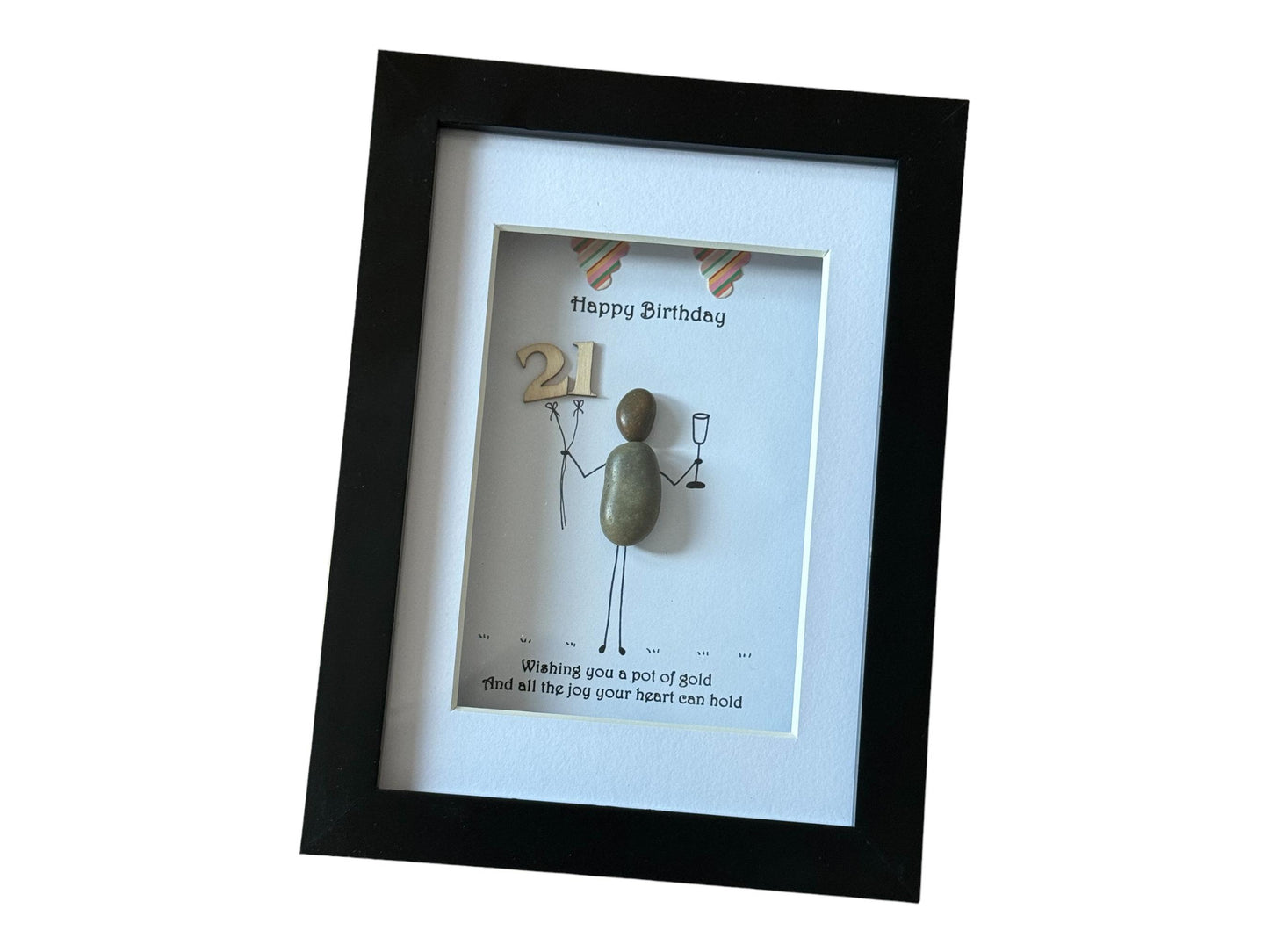 Personalised Birthday Pebble Picture, Unique Birthday Gift, Birthday Gift for a Friend, Handmade Pebble Picture for a Birthday, Gift for Dad