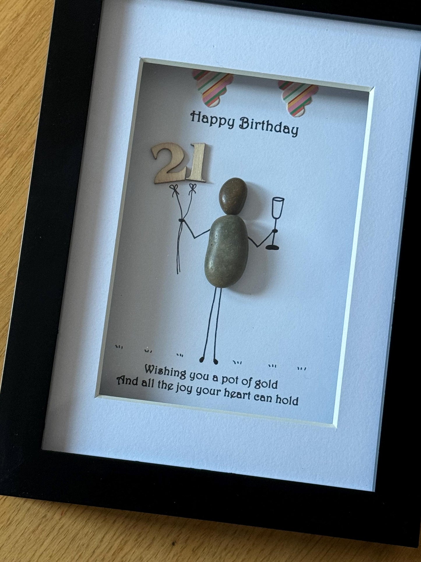 Personalised Birthday Pebble Picture, Unique Birthday Gift, Birthday Gift for a Friend, Handmade Pebble Picture for a Birthday, Gift for Dad