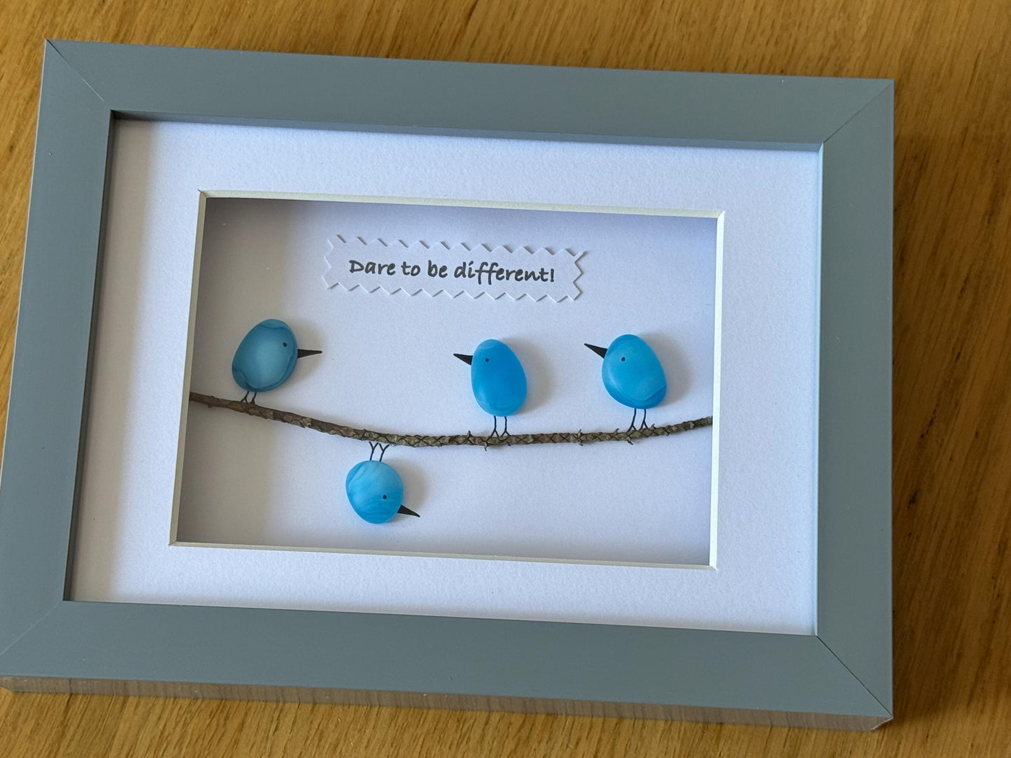 Fused Glass Birds Picture, Dare to be Different Picture, Original Gifts, Personalised Gifts for Her, Gifts for Him, Gift for Friend