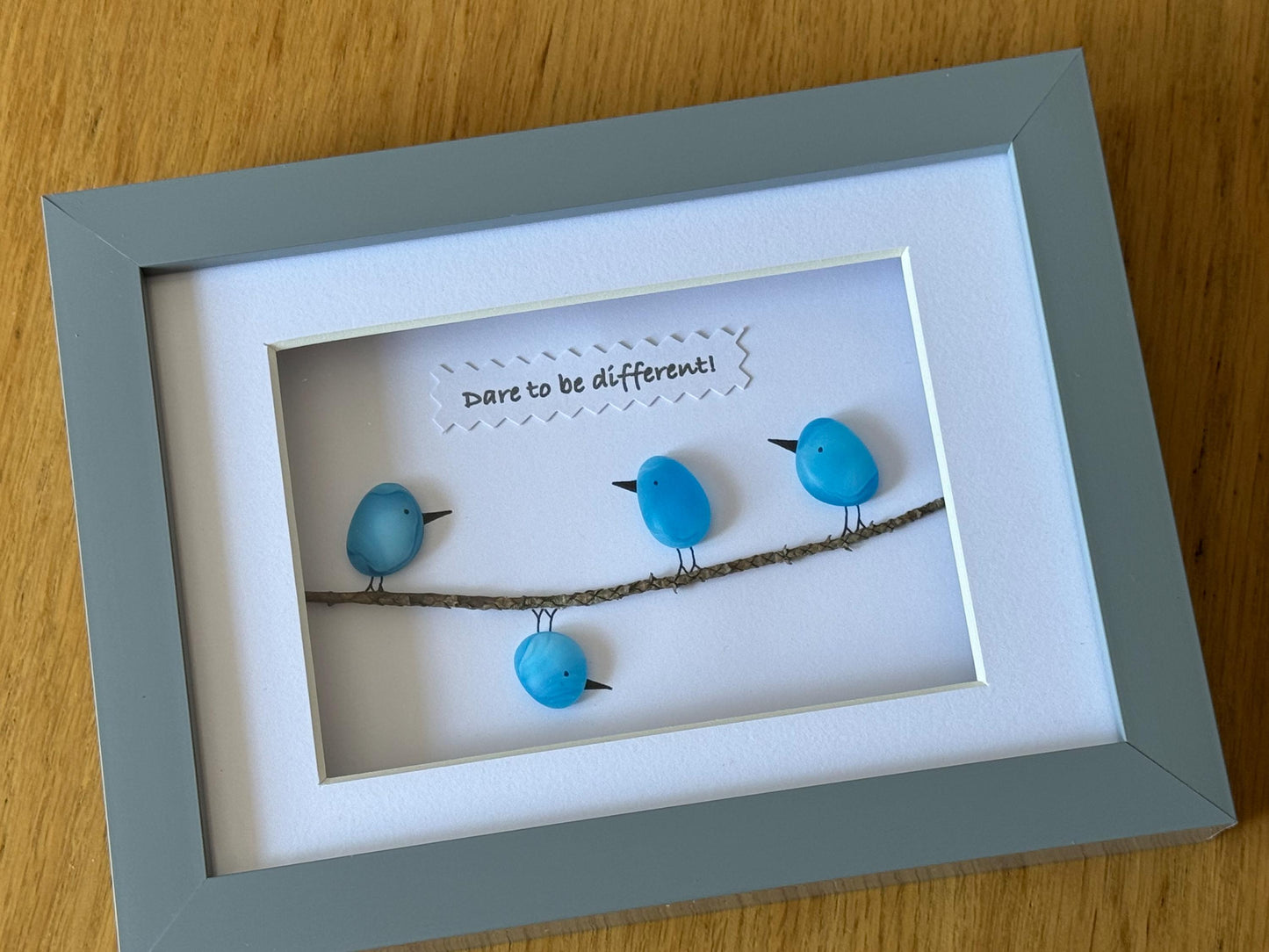 Fused Glass Birds Picture, Dare to be Different Picture, Original Gifts, Personalised Gifts for Her, Gifts for Him, Gift for Friend