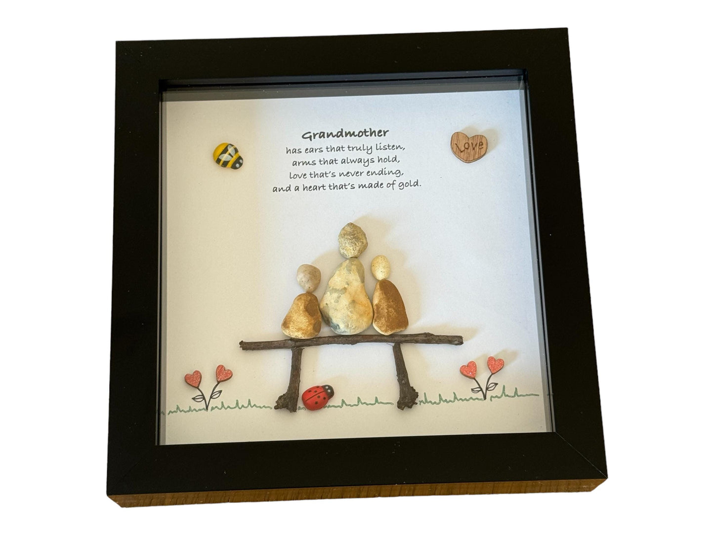 Personalised Grandmother Pebble Picture, Pebble Picture Gift for Granny, Unique Personalised Gift for Grandma, Handmade Pebble Art for Nana