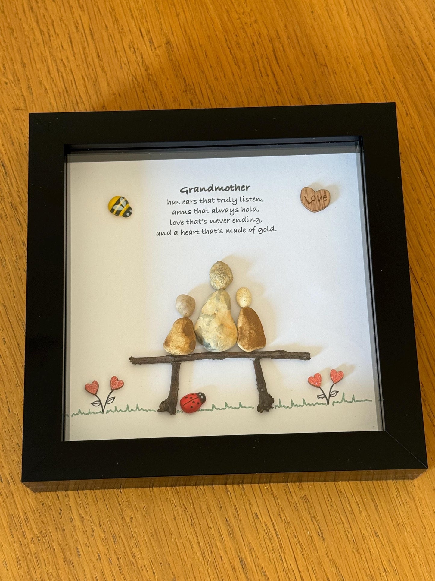Personalised Grandmother Pebble Picture, Pebble Picture Gift for Granny, Unique Personalised Gift for Grandma, Handmade Pebble Art for Nana