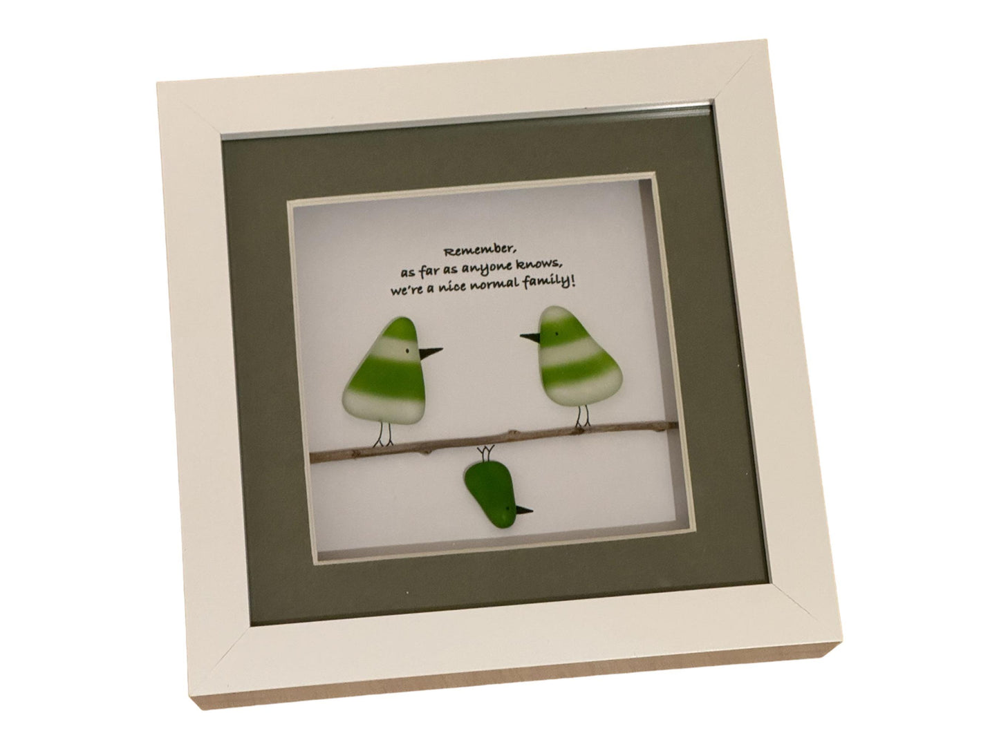 Personalised Family Fused Glass Picture, Unique Family of Three Gift, Handmade Gift for a Family, Fused Glass Rainbow Birds Picture
