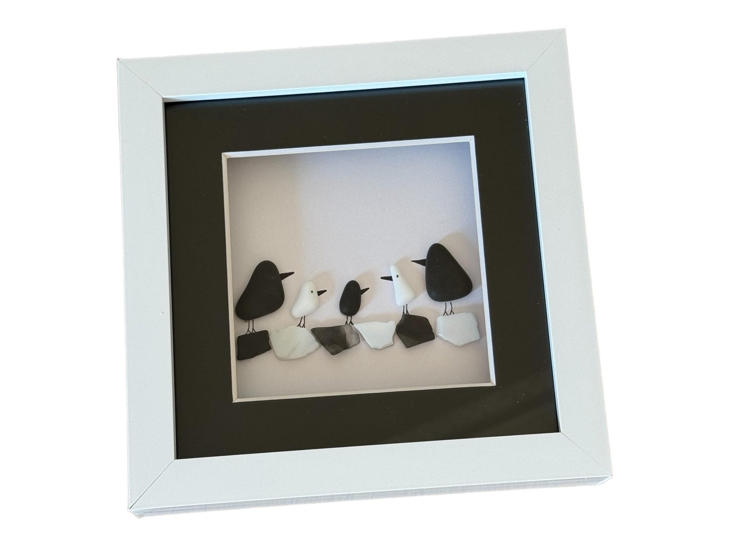 Personalised Family Fused Glass Picture, Unique Family of Five Gift, Gift for Mum, Gift for Dad, Gift for Her, Gift for Him, Family of Birds